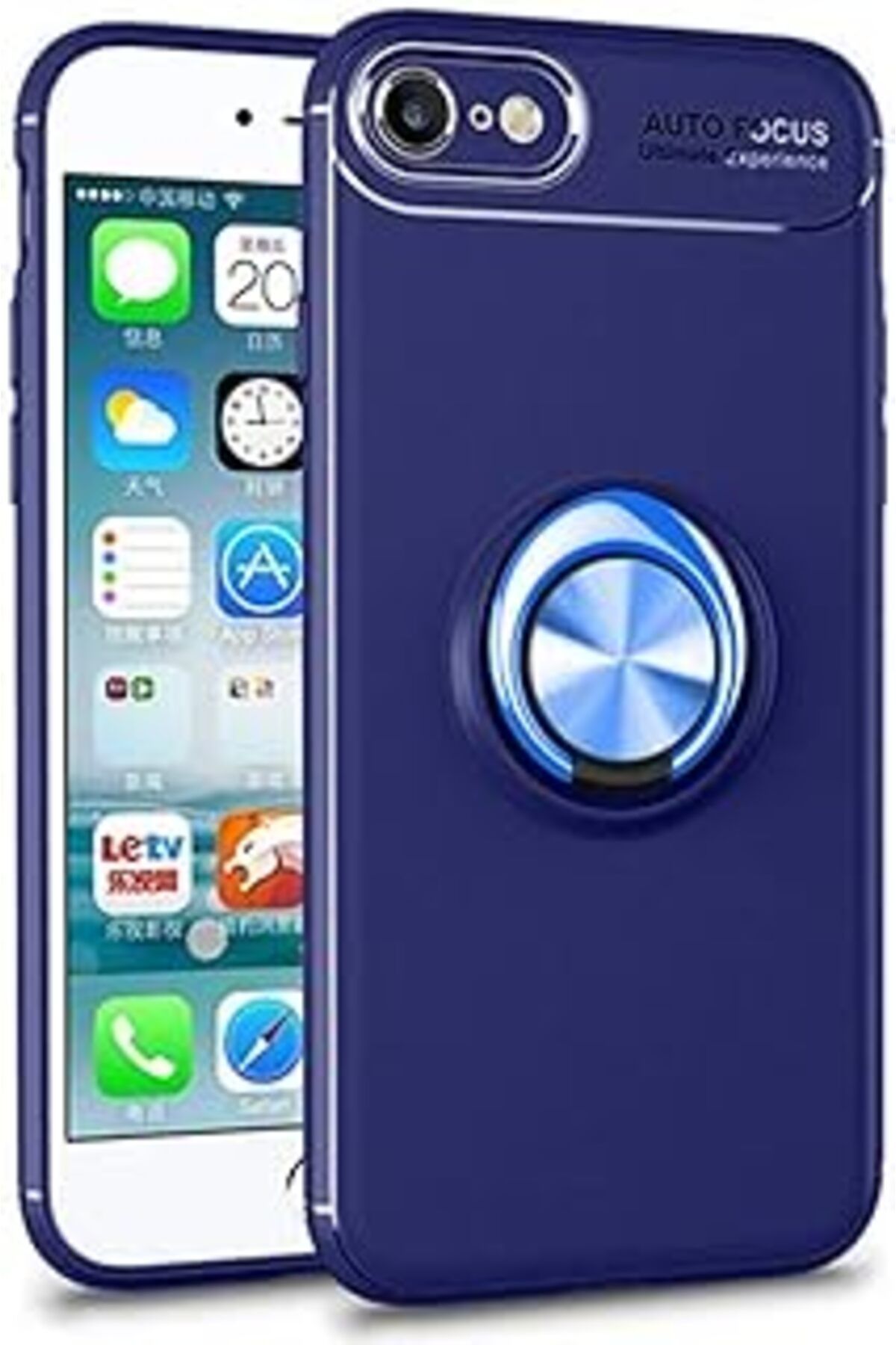 Pazarcan Microsonic Apple Iphone 8 Için Kılıf Kickstand Ring Holder Lacivert [Iphone 8 Ile Uyumlu Kılıf - La