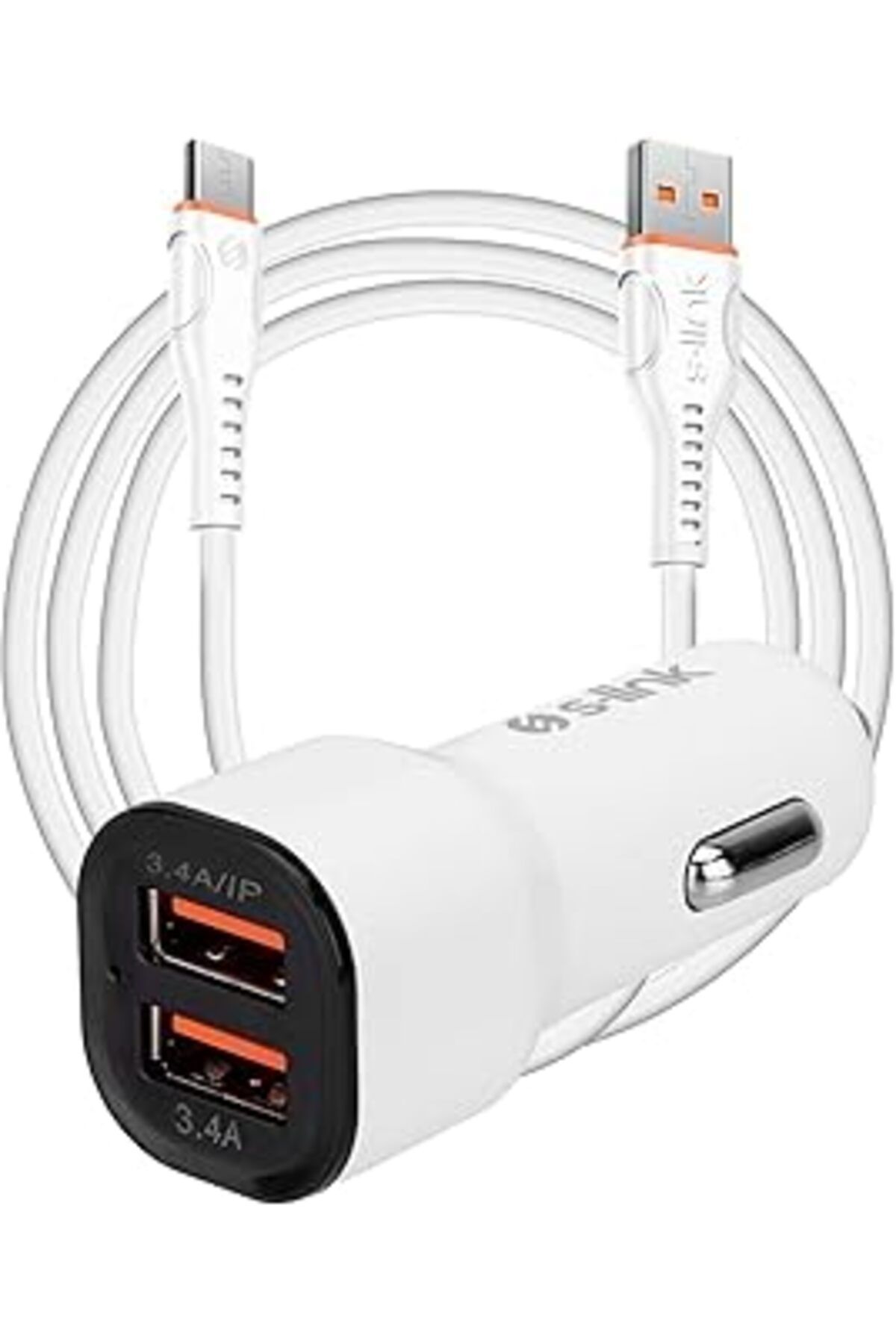Pazarcan S-Link Sl-Ec30M Micro Usb Kablolu 3.4A 2 Usb Beyaz Araç Şarj Cihazı (S-Link Sl-Ec30M)