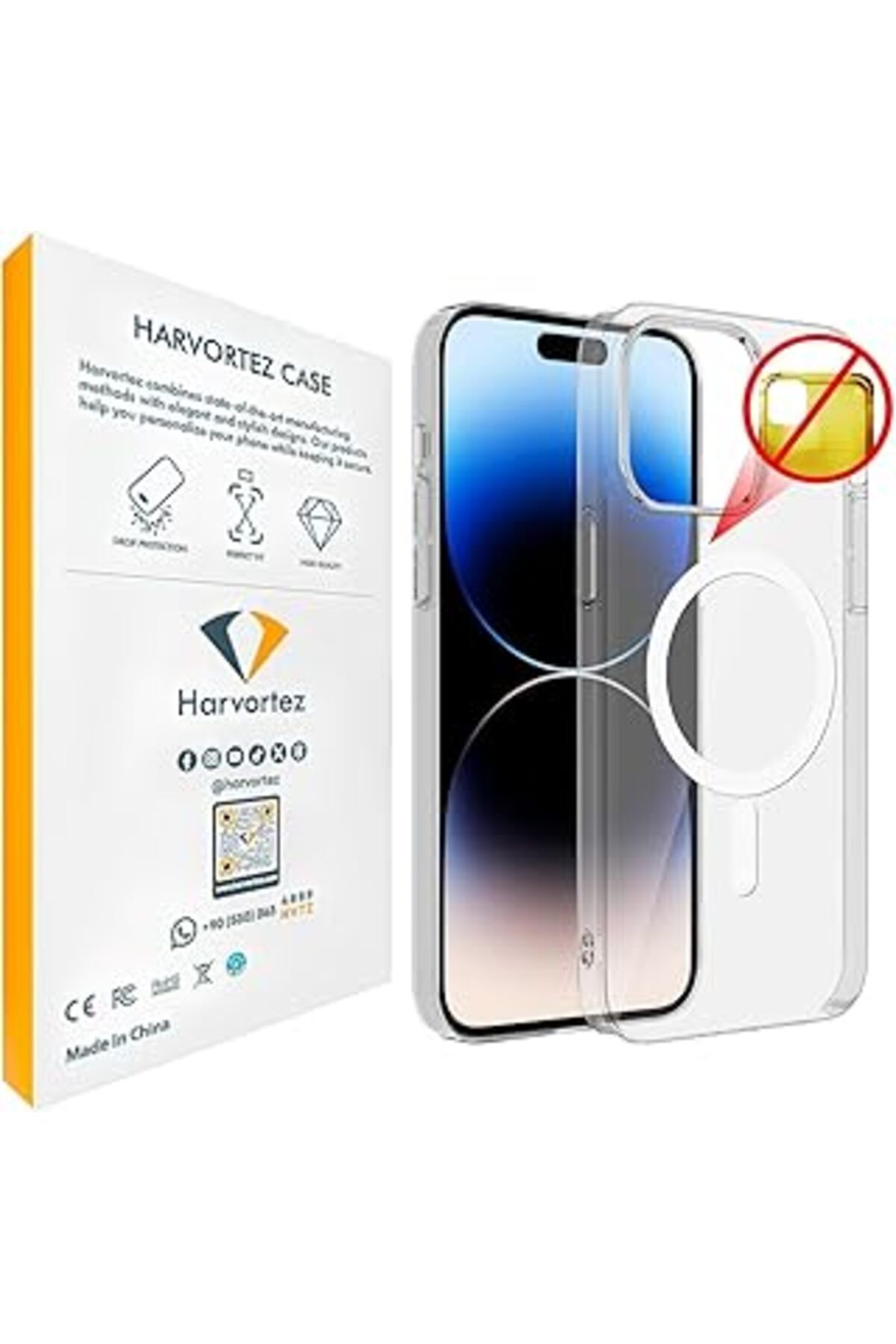 Pazarcan Harvortez Iphone 13/14 Msafe Uyumlu İnce Manyetik Kılıf, Sert Pc Sararmaz Çevre Dostu Kapak, Logo G