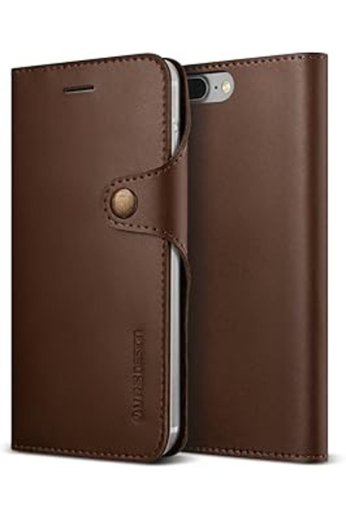 Pazarcan Vrs Design Vrs83547 Iphone 8 Plus/ 7 Plus Native Diary, İki Katmanlı Deri Cüzdan Kılıf, Brown