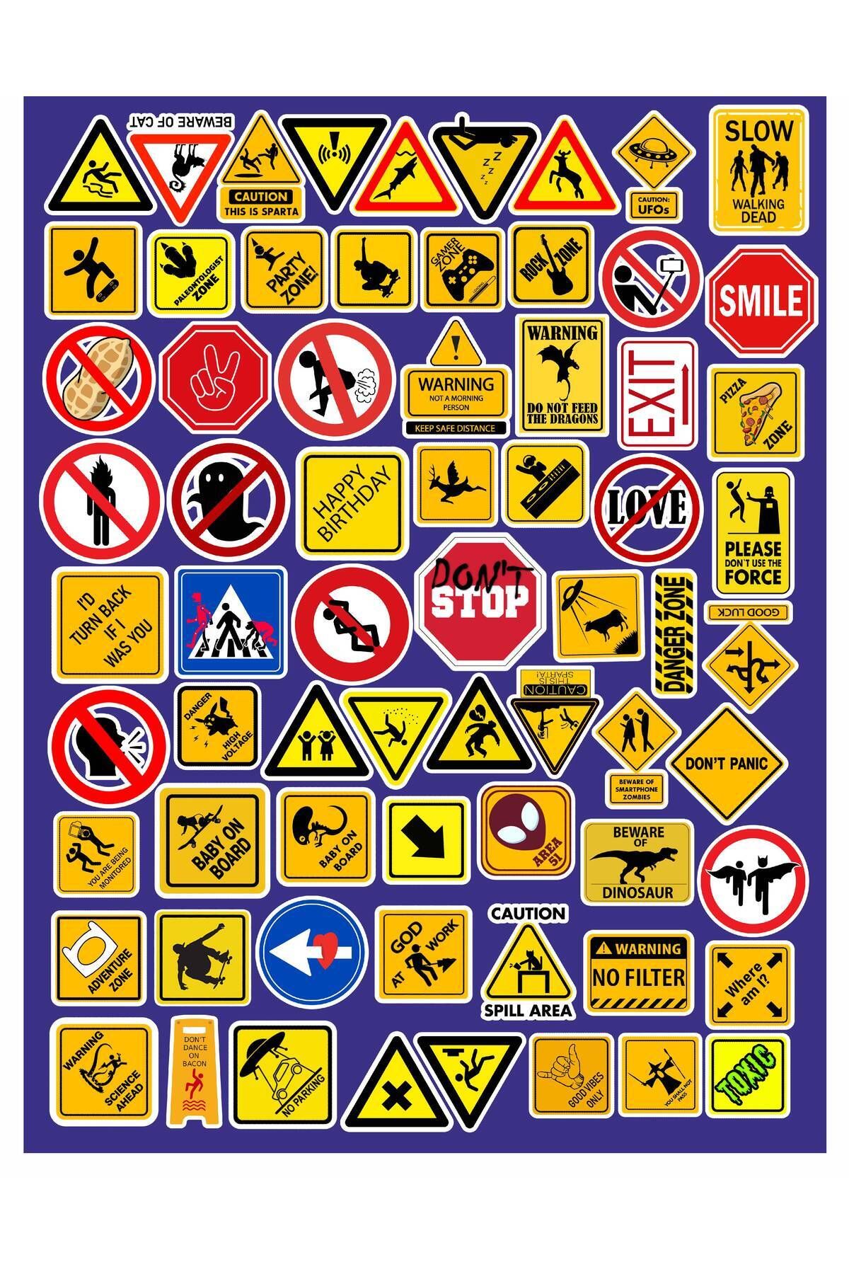 MS Major Selection Hilarious Road Signs Eğlenceli Yol İşaretleri Sticker Telefon Laptop Notebook Tablet Defter Etiket