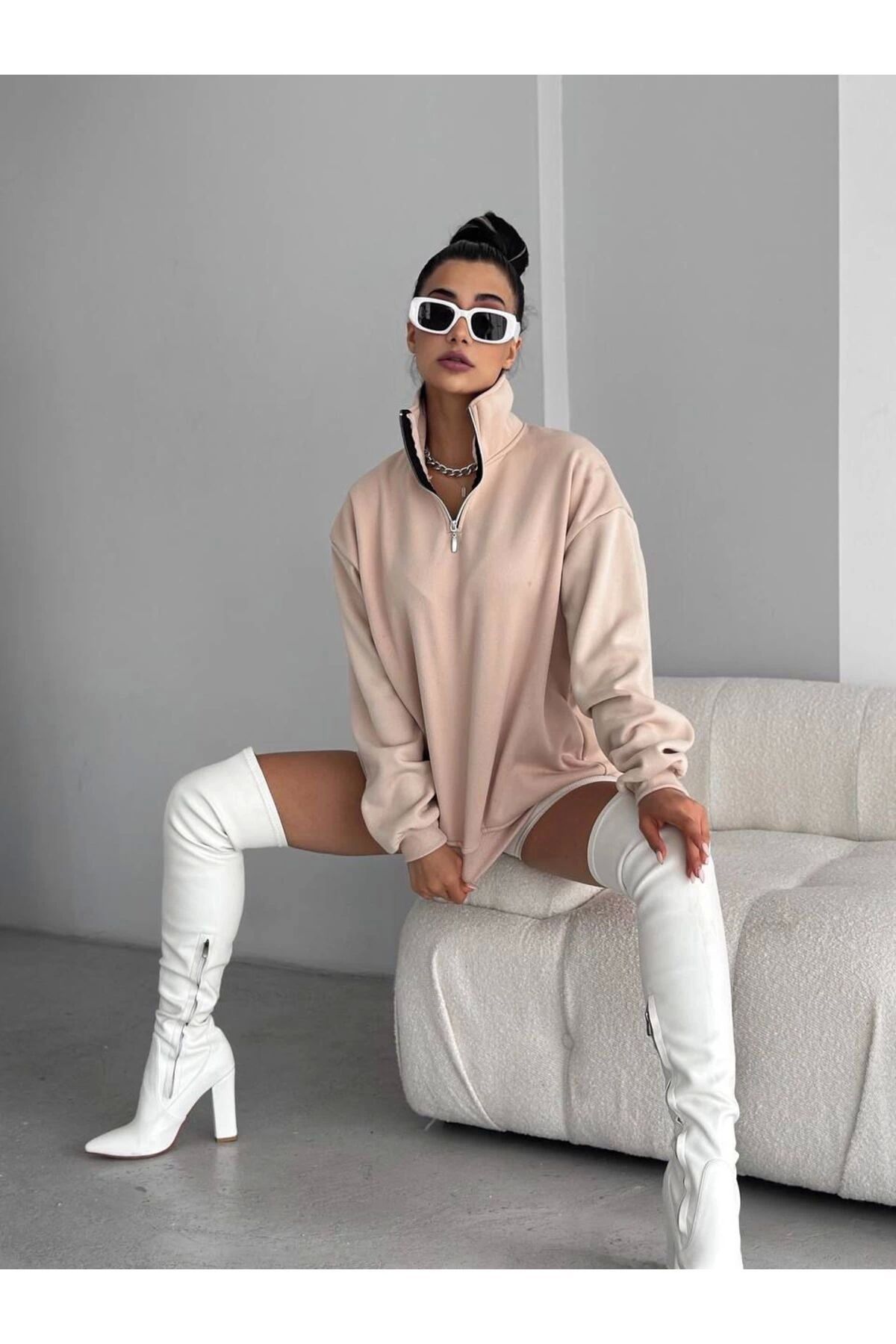 LC Waikiki LCWAIKIKI dik yaka fermuarlı 3 iplik sweatshirt