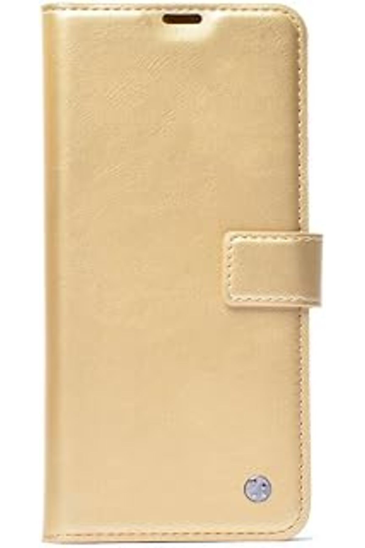 Pazarcan Zore Xiaomi İle Uyumlu Redmi 13C Kılıf Kar Deluxe Kapaklı Kılıf, Gold