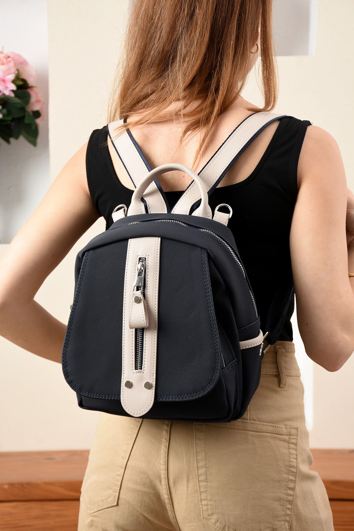 Just Polo 4 bölme fermuar detaylı %100 pvc kumaş sırt ve omuz çantası
