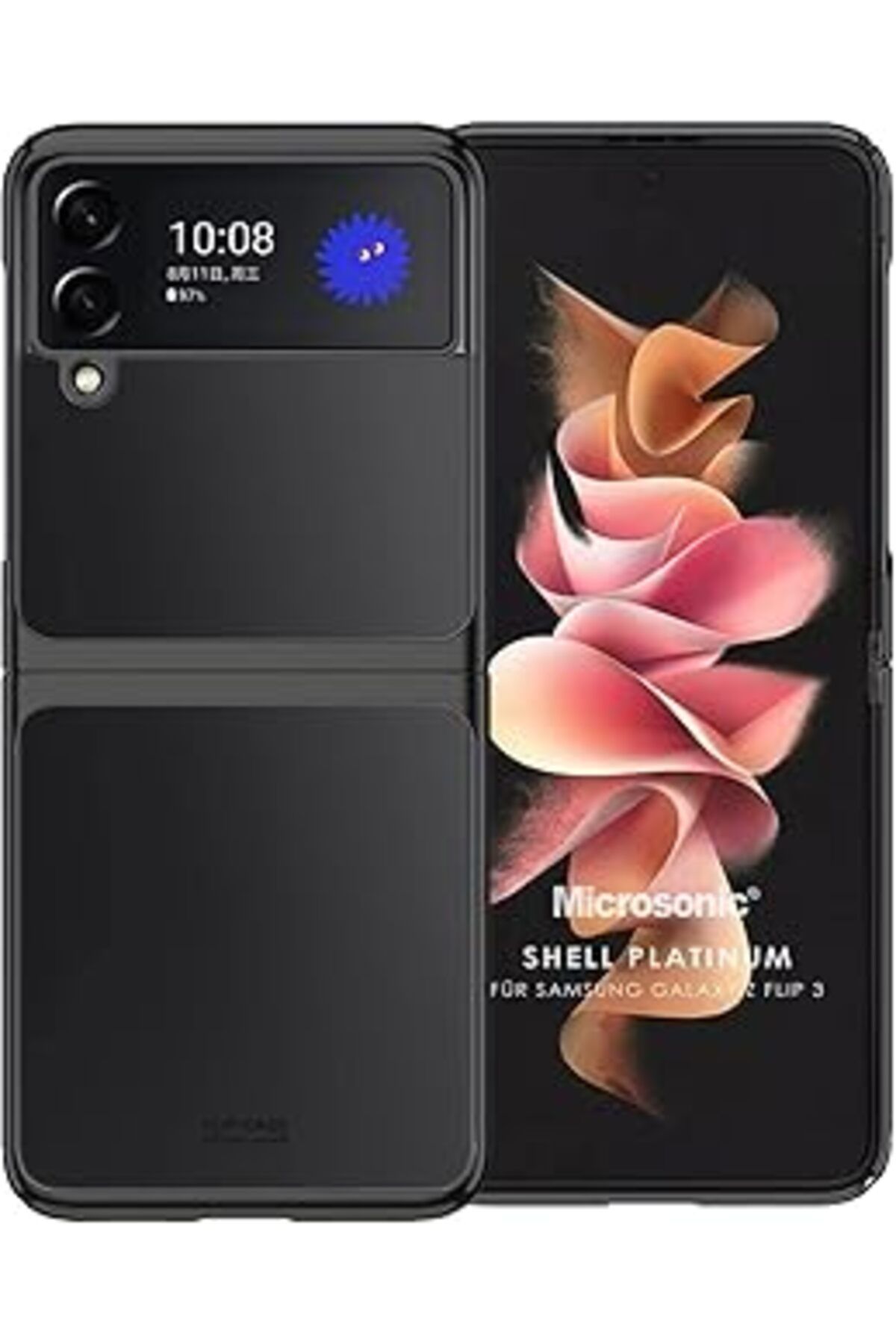Pazarcan Microsonic Samsung Galaxy Z Flip 4 Için Kılıf Shell Platinum Siyah [Galaxy Z Flip 4 Ile Uyumlu Kılı
