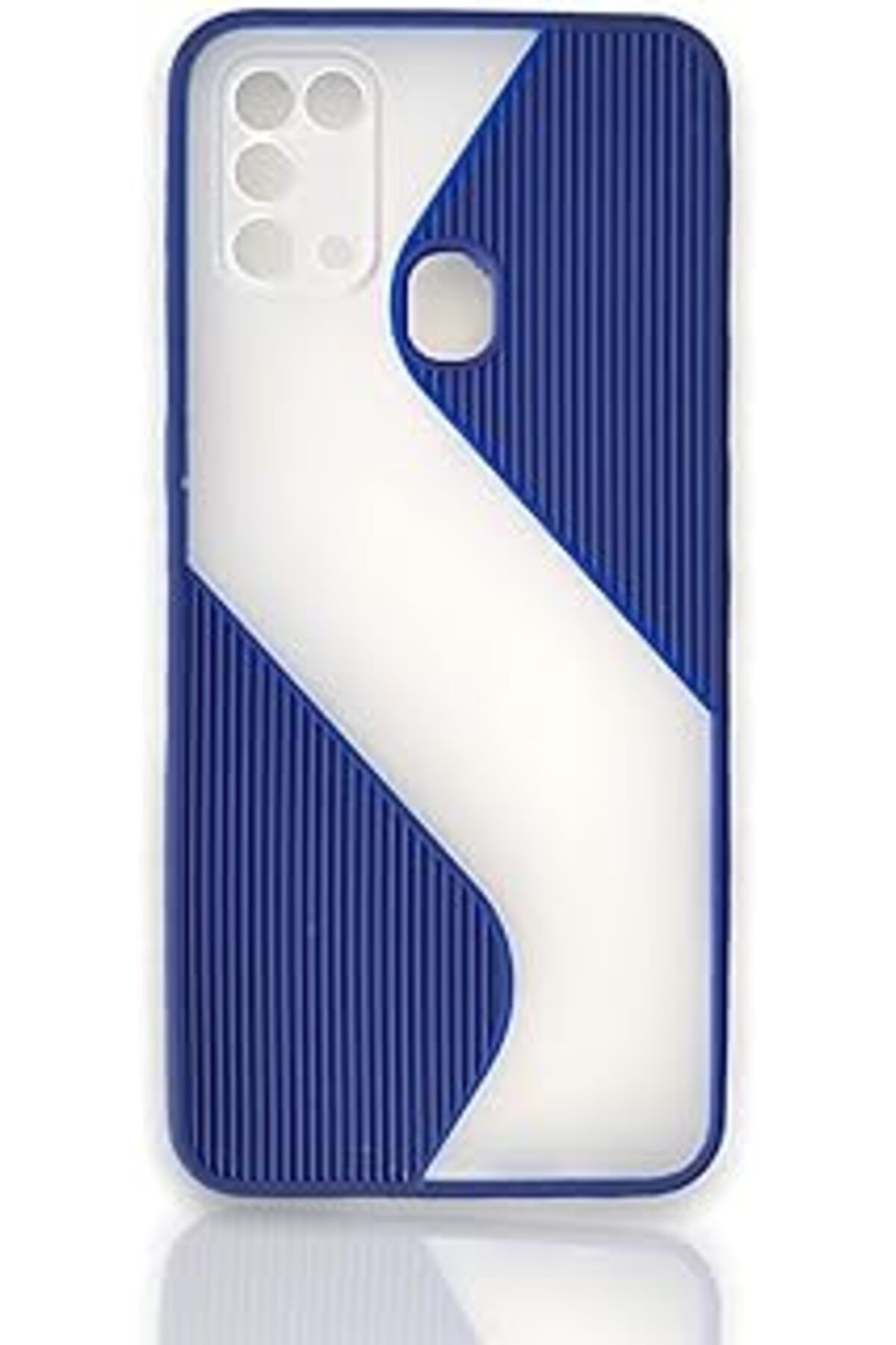 Karachil Cupcase® Samsung Galaxy M31 Uyumlu Kılıf Su Yolu Tasarımlı Yarı Transparan Şeffaf Kamera Lens Korum