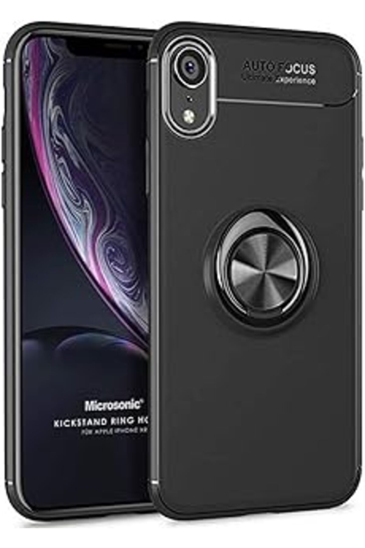 Pazarcan Microsonic Apple Iphone Xr Için Kılıf Kickstand Ring Holder Siyah [Iphone Xr Ile Uyumlu Kılıf - Siy