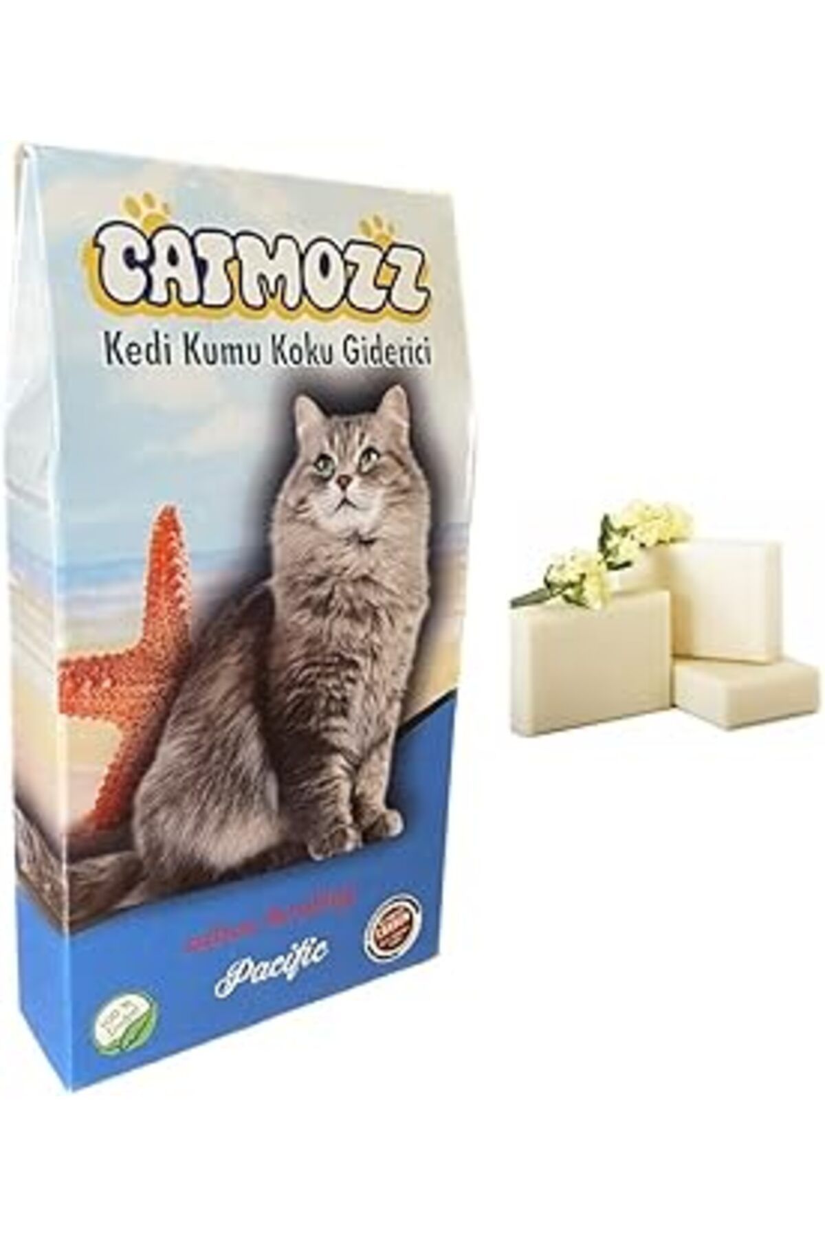 Pazarcan Catmozz Pacific Aktif Karbon Kedi Kumu Sabunlu Koku Giderici Extra Koku Kontrolü Topaklanma 30 Gr (