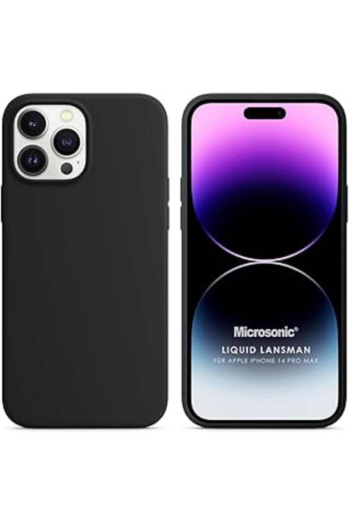 Pazarcan Microsonic Apple Iphone 14 Pro Max Için Kılıf Liquid Lansman Silikon Siyah [Iphone 14 Pro Max Ile U