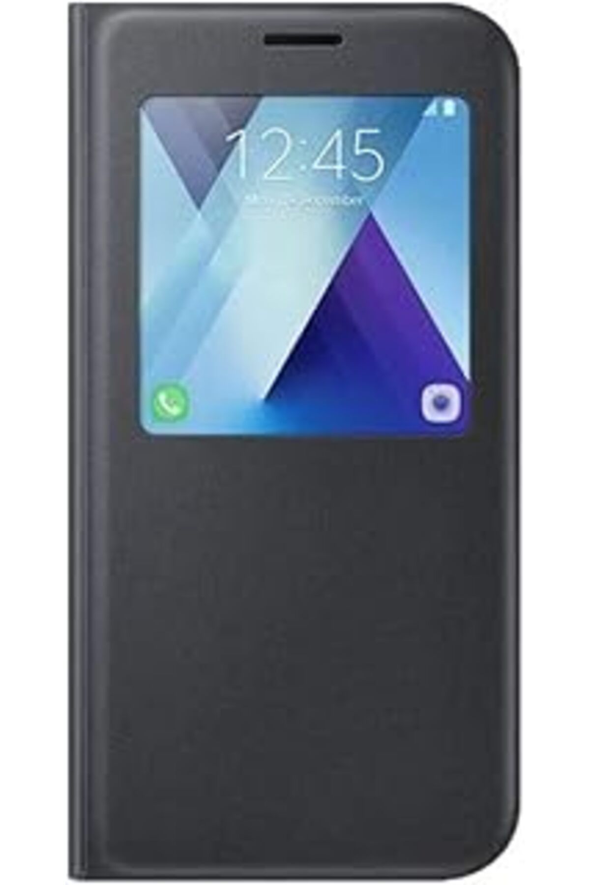 Karachil Samsung Galaxy A7 2017 S View Kapaklı Kılıf, Siyah