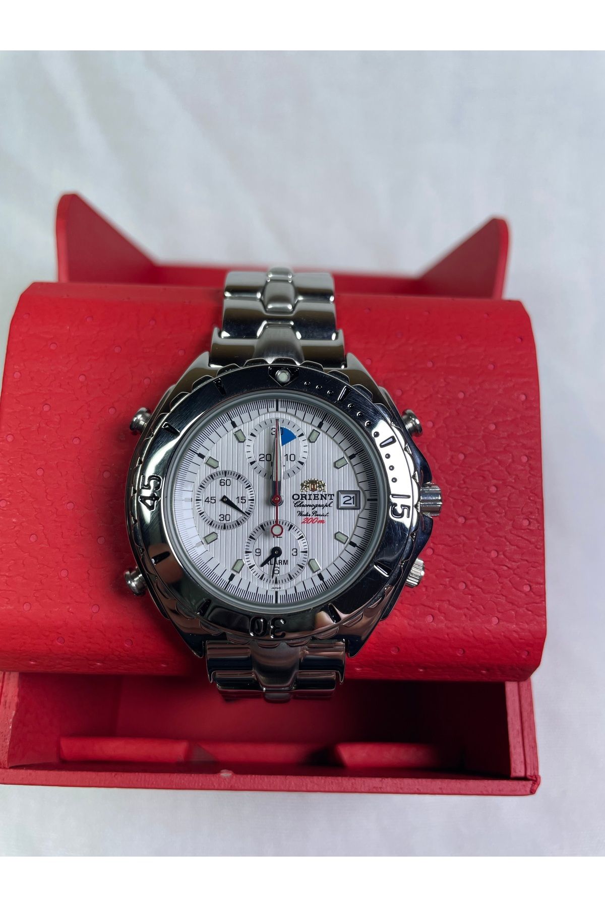 Orient BS902025114B Retro Model Yuvarlak Çelik Kasa Takvimli Gri Kadranlı Lüks Erkek Kol Saati