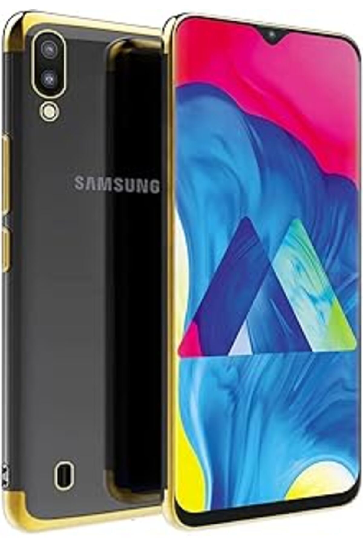 Pazarcan Microsonic Samsung Galaxy M10 Kılıf Skyfall Transparent Clear Gold