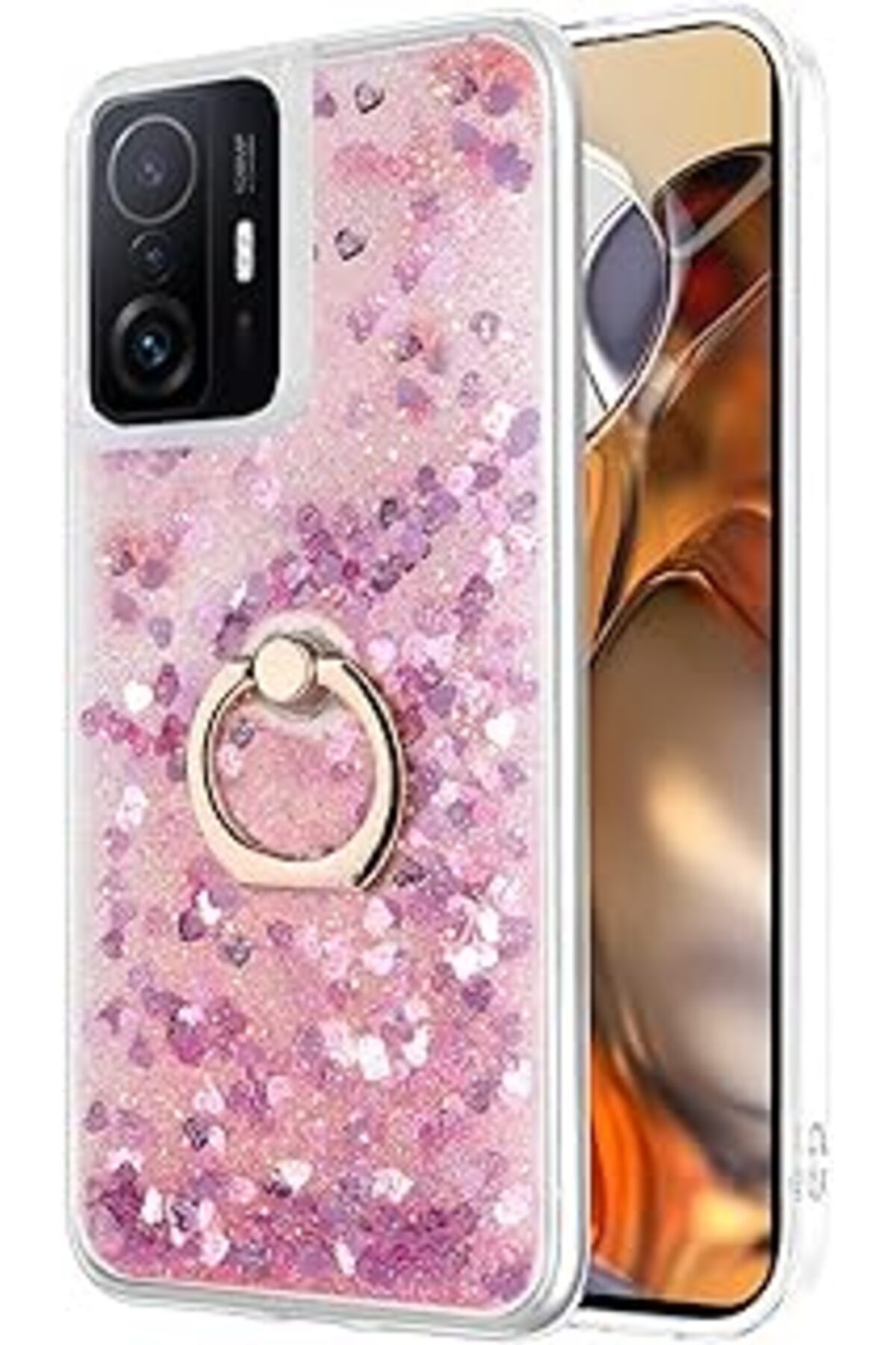 Karachil Microsonic Xiaomi Mi 11T Pro Için Kılıf Glitter Liquid Holder Pembe [Mi 11T Pro Ile Uyumlu Kılıf -
