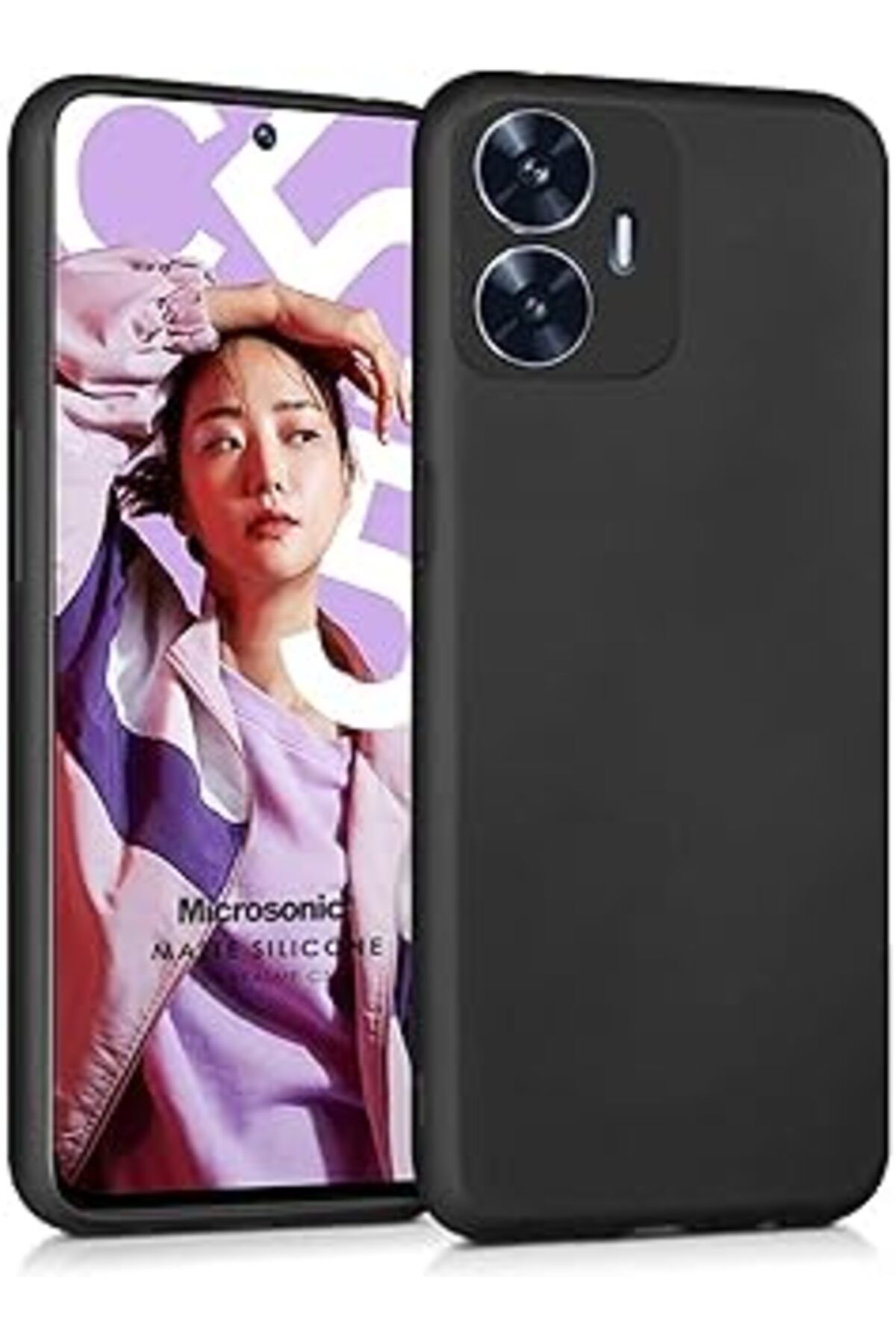 Karachil Microsonic Matte Silicone Realme C55 Için Kılıf Siyah [Realme C55 Ile Uyumlu Kılıf - Siyah]