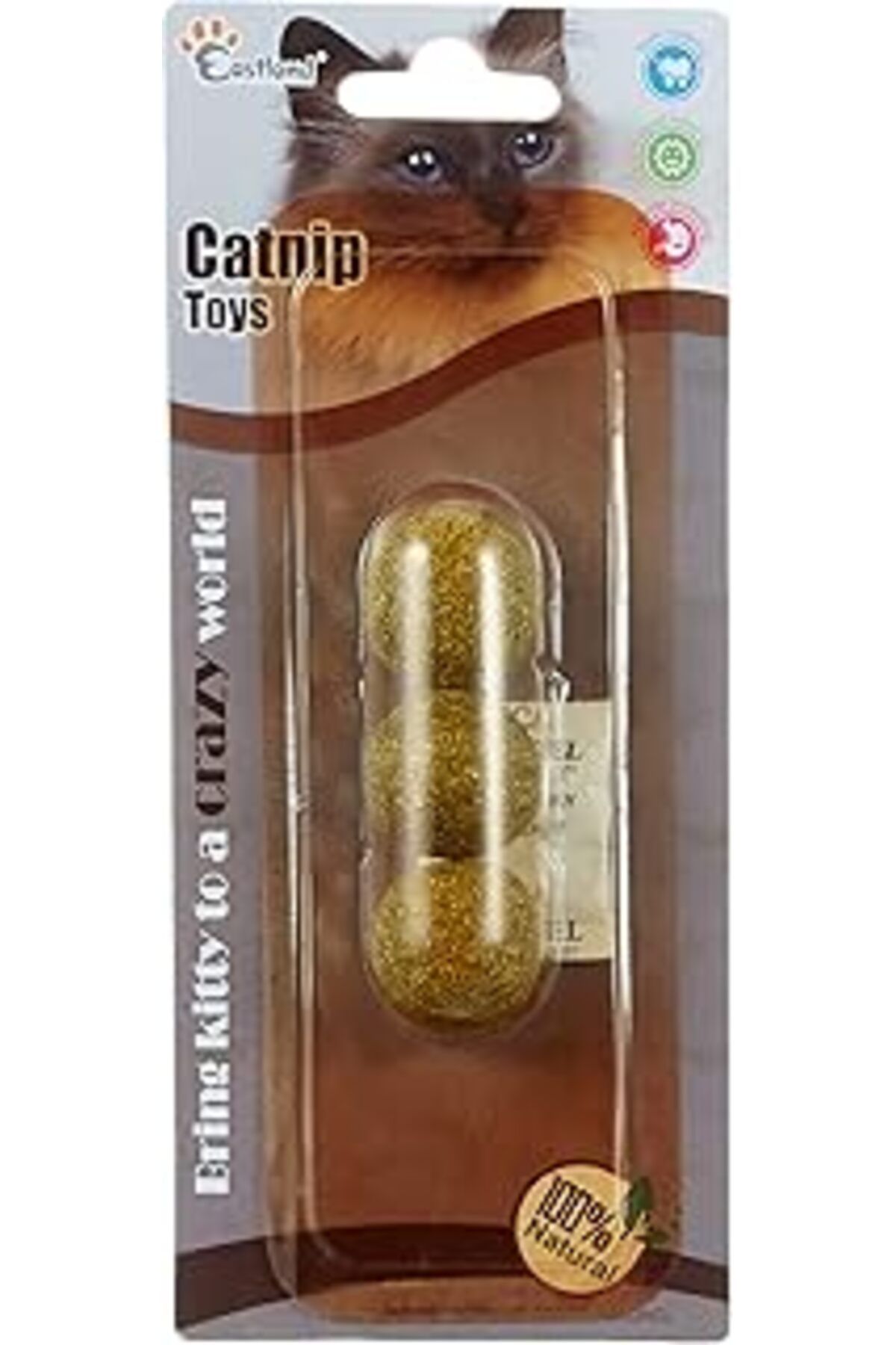 Karachil Beeztees Eastland Kedi Oyuncağı, Catnip Topu, 3'Lü, 2.5 Cm (1 X 3 Adet)