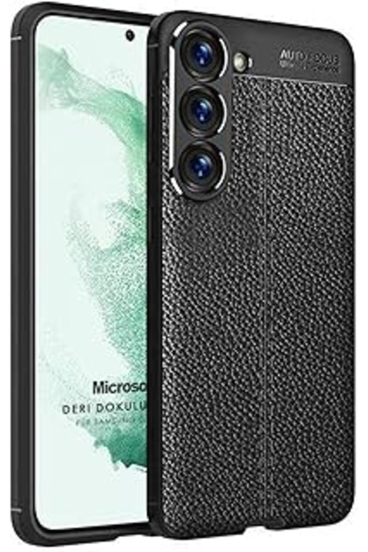 Pazarcan Microsonic Samsung Galaxy S23 Için Kılıf Deri Dokulu Silikon Siyah [Galaxy S23 Ile Uyumlu Kılıf - S