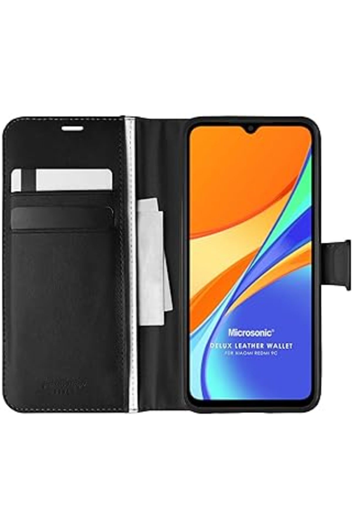 Karachil Microsonic Xiaomi Redmi 10A Için Kılıf Delux Leather Wallet Siyah [Redmi 10A Ile Uyumlu Kılıf - Siy