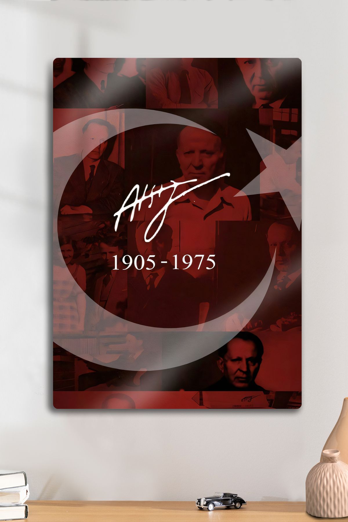 DekorHane Metal Baskı - Nihal Atsız, Milliyetçi, Türkçü Turancı, Bozkurt Bayrak Temalı İmzalı Tablo