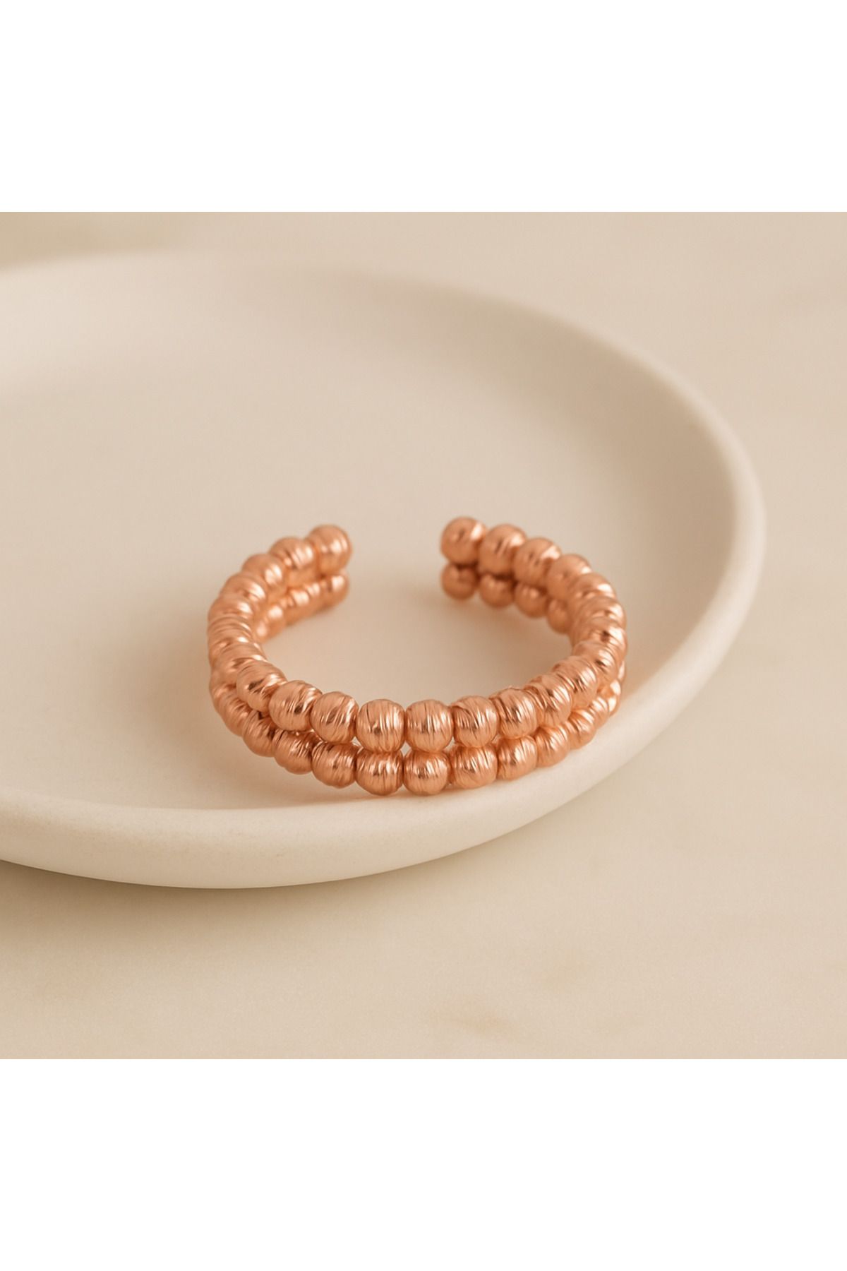 1881 STORE 925 Ayar 2 Sıra Gümüş - Altın - Rose Ayarlanabilir Dorika Yüzük