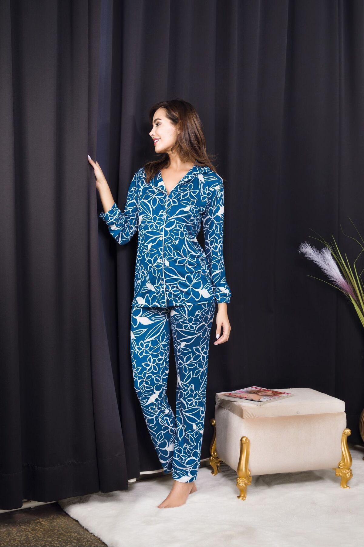 devirhesapdevri Rahat ve Şık Kadın Pijama - Mavi