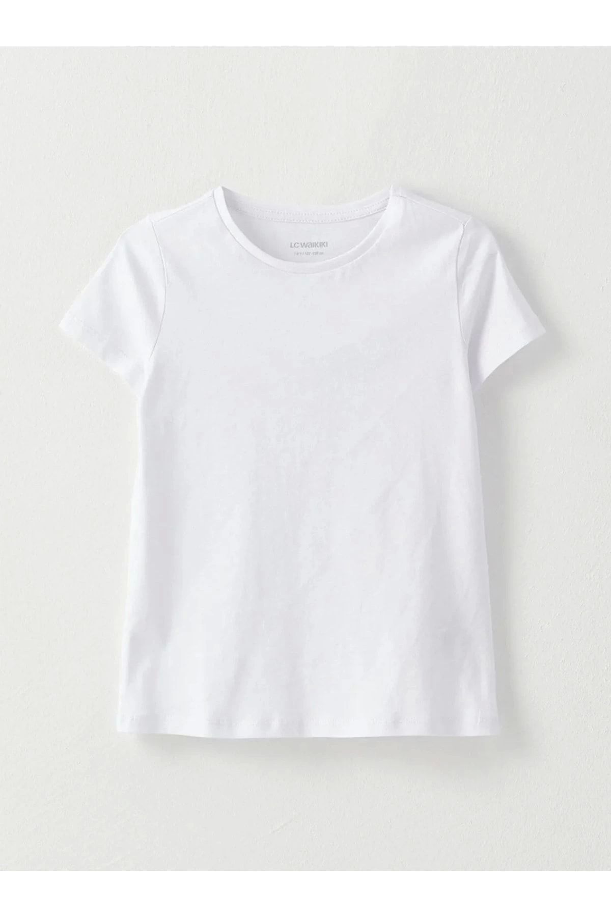 LC Waikiki LCWAIKIKI Kids Bisiklet Yaka Basic Kısa Kollu Kız Çocuk Tişört