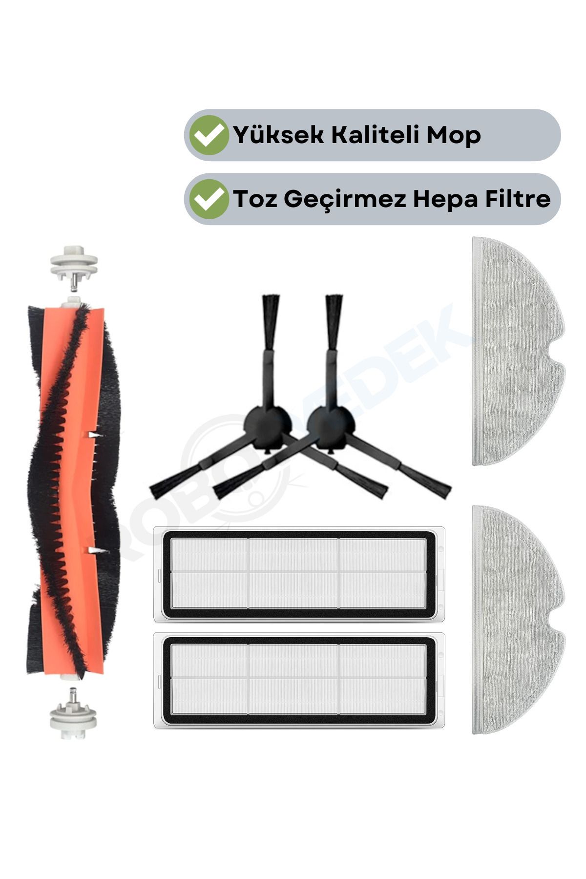 teknotrust Uyumlu 7 Parça Yedek Mop Seti, Fırça, Hepa Filtre, Renkli, Çok Amaçlı