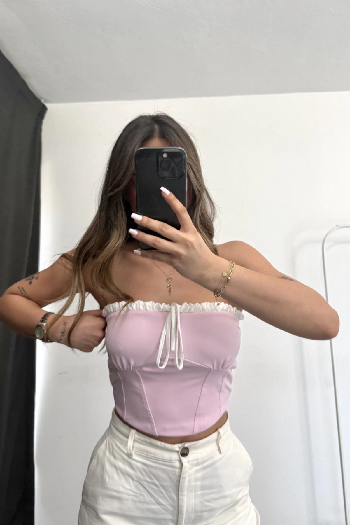 MOZENA Bağlama Detaylı Crop Bluz