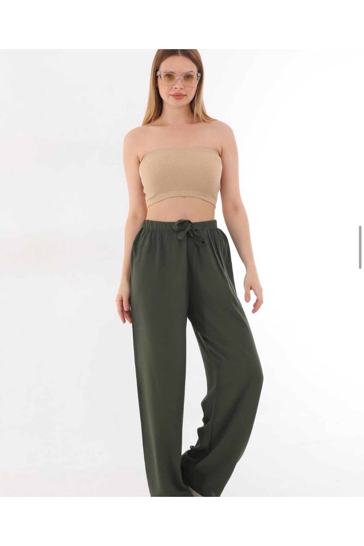 MERVIS BUTIK PAMUKLU VİSKON KUMAŞ LASTİKLİ BÜYÜK BEDEN PANTOLON