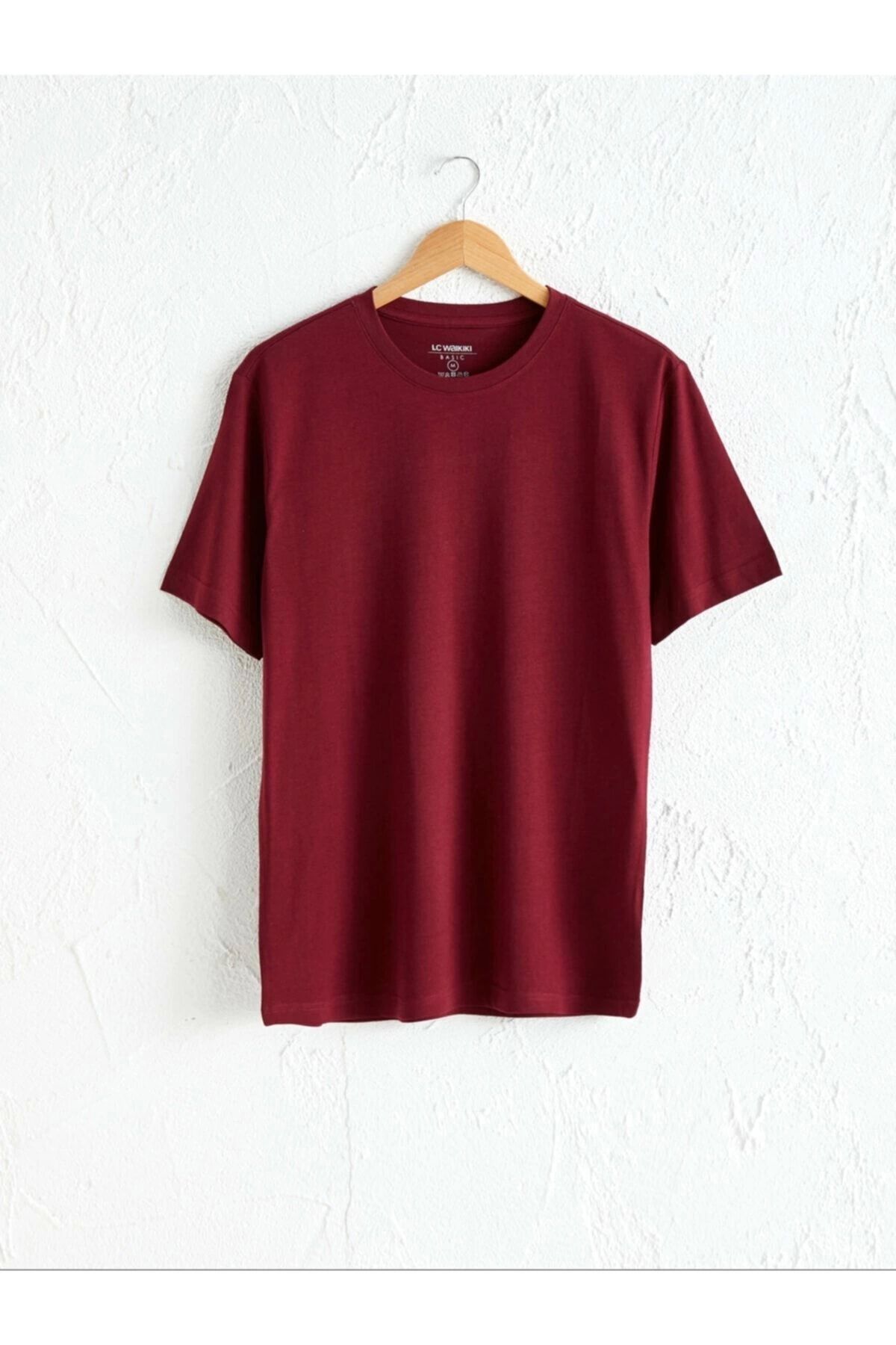 LC Waikiki LCWAIKIKI Your Fashion Style'dan Erkek Bordo Tişört Bisiklet Yaka Basic Kısa Kollu Pamuklu Basic