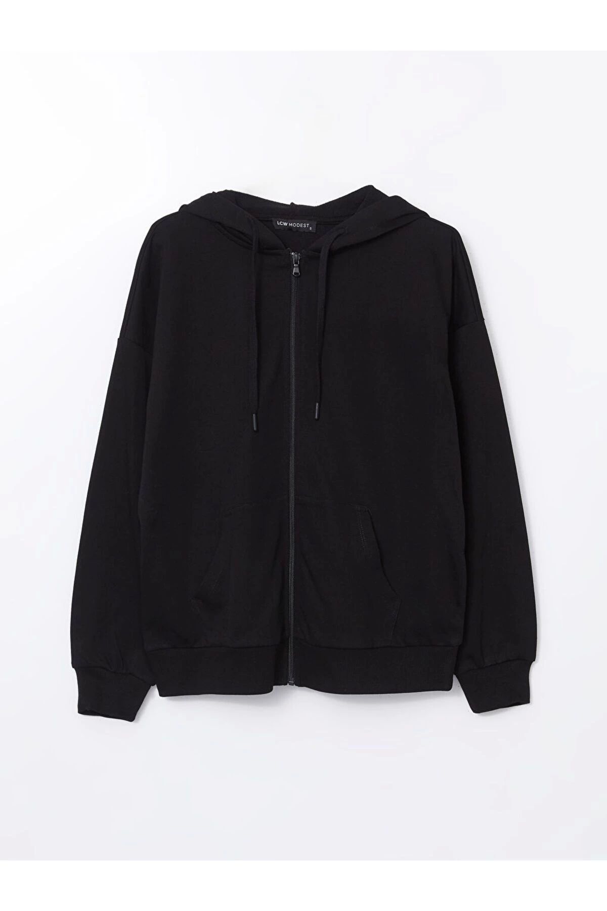 LC Waikiki LCWAIKIKI Modest Kapüşonlu Oversize Kadın Fermuarlı Sweatshirt