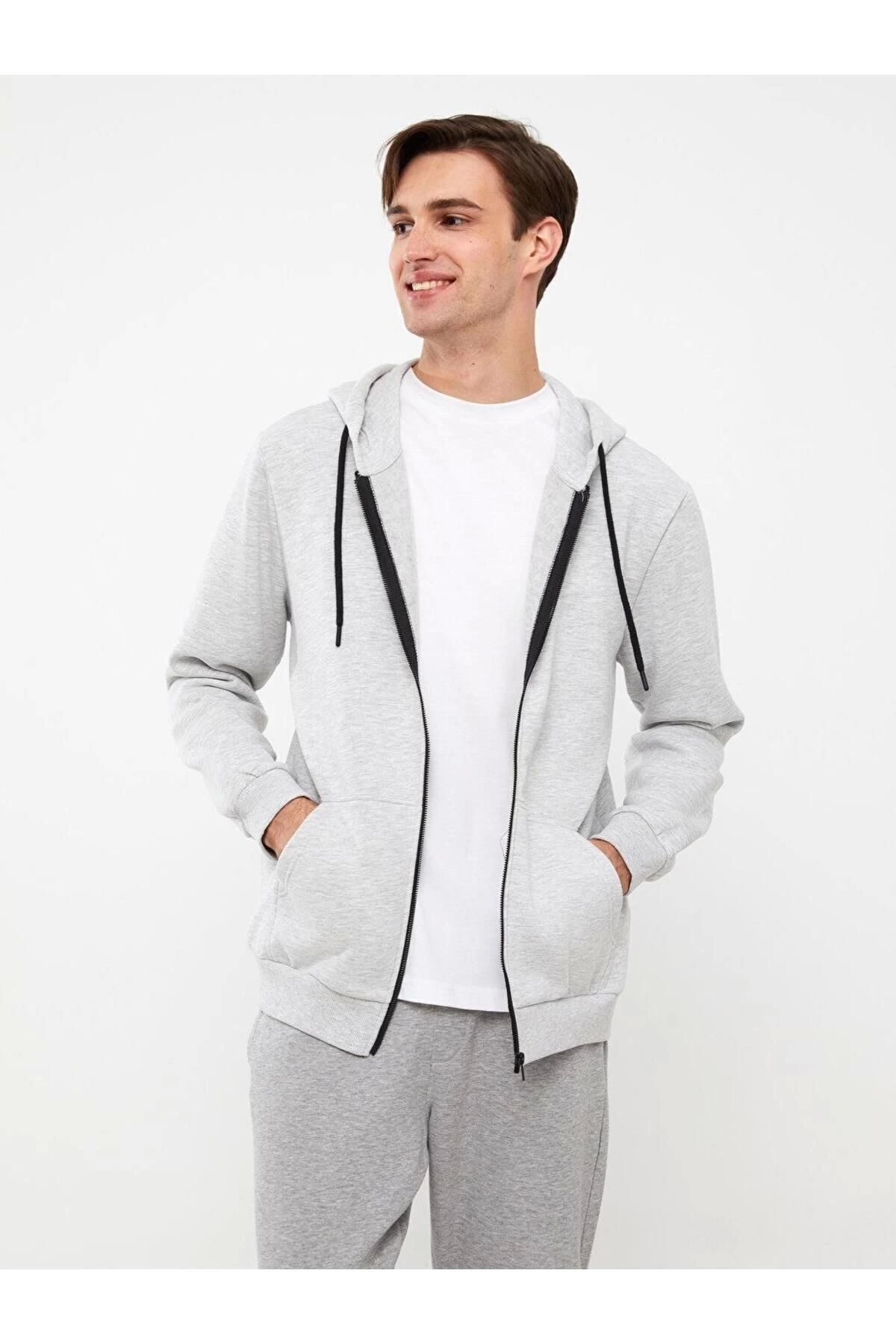 LC Waikiki LC Casual Standart Kalıp Kapüşonlu Erkek Spor Hırka EPİC STORE