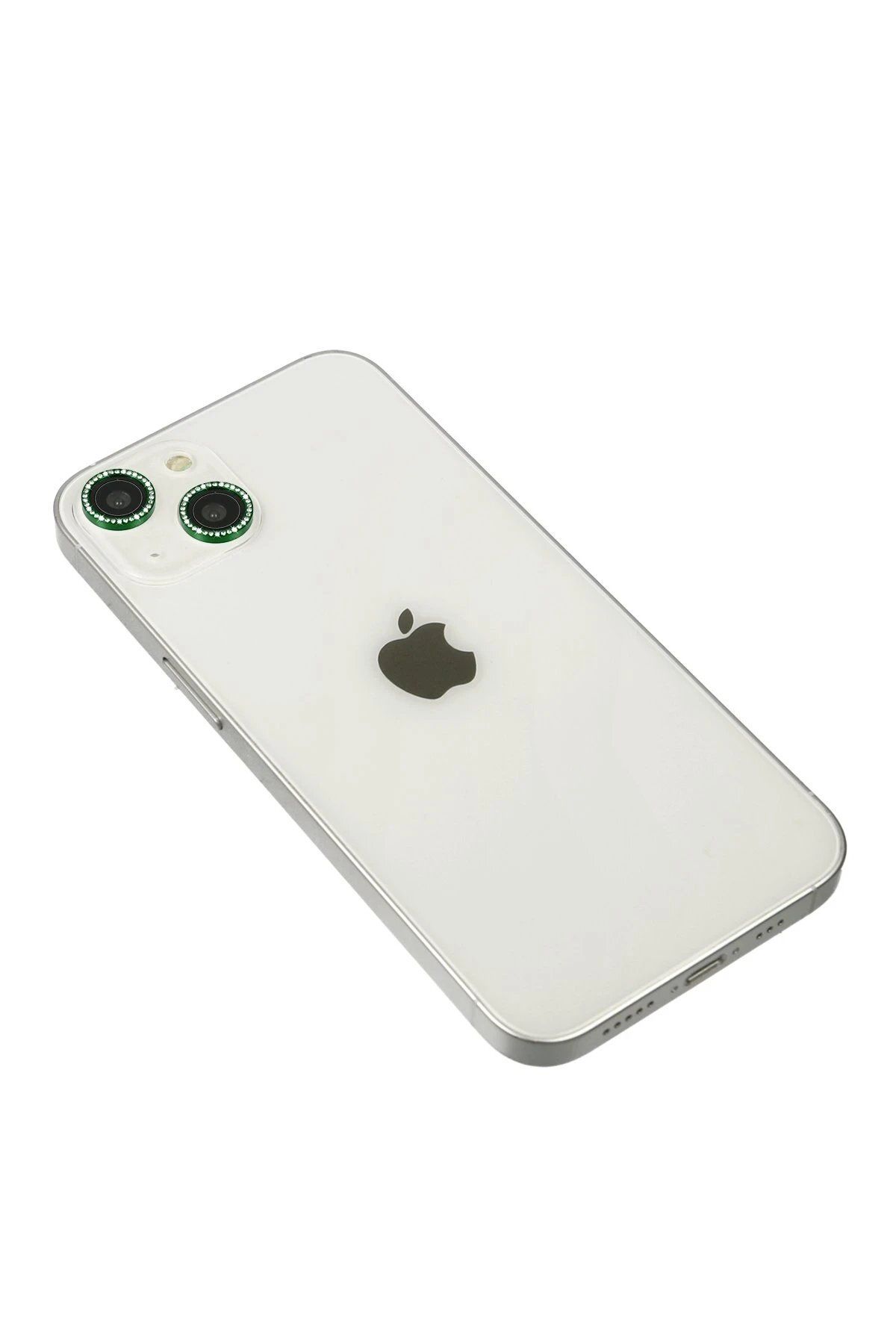 CepteToptan Newface iPhone 14 uyumlu Diamond Kamera Lens - Yeşil