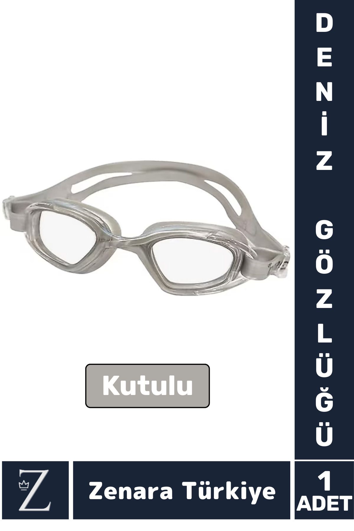 teknotrust Ayarlanabilir Su Geçirmez UV Koruma Silikon Deniz Gözlüğü, Kutulu, Anti-Fog, Gri