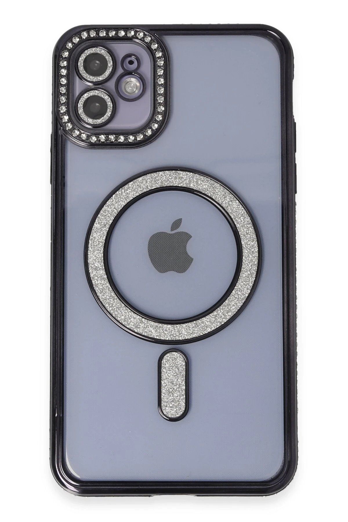 CepteToptan Newface iPhone 11 Kılıf Joke Simli Magneticsafe Kılıf - Siyah