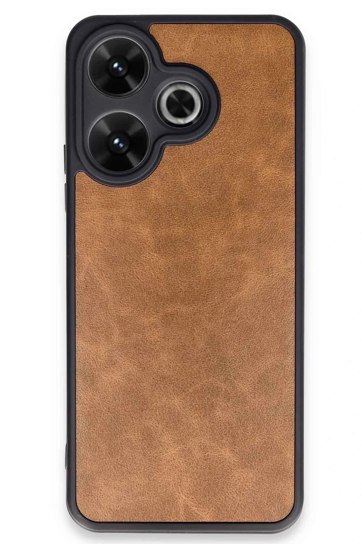 CepteToptan Newface Xiaomi Redmi 13 4G Kılıf Aras Deri Kapak - Taba