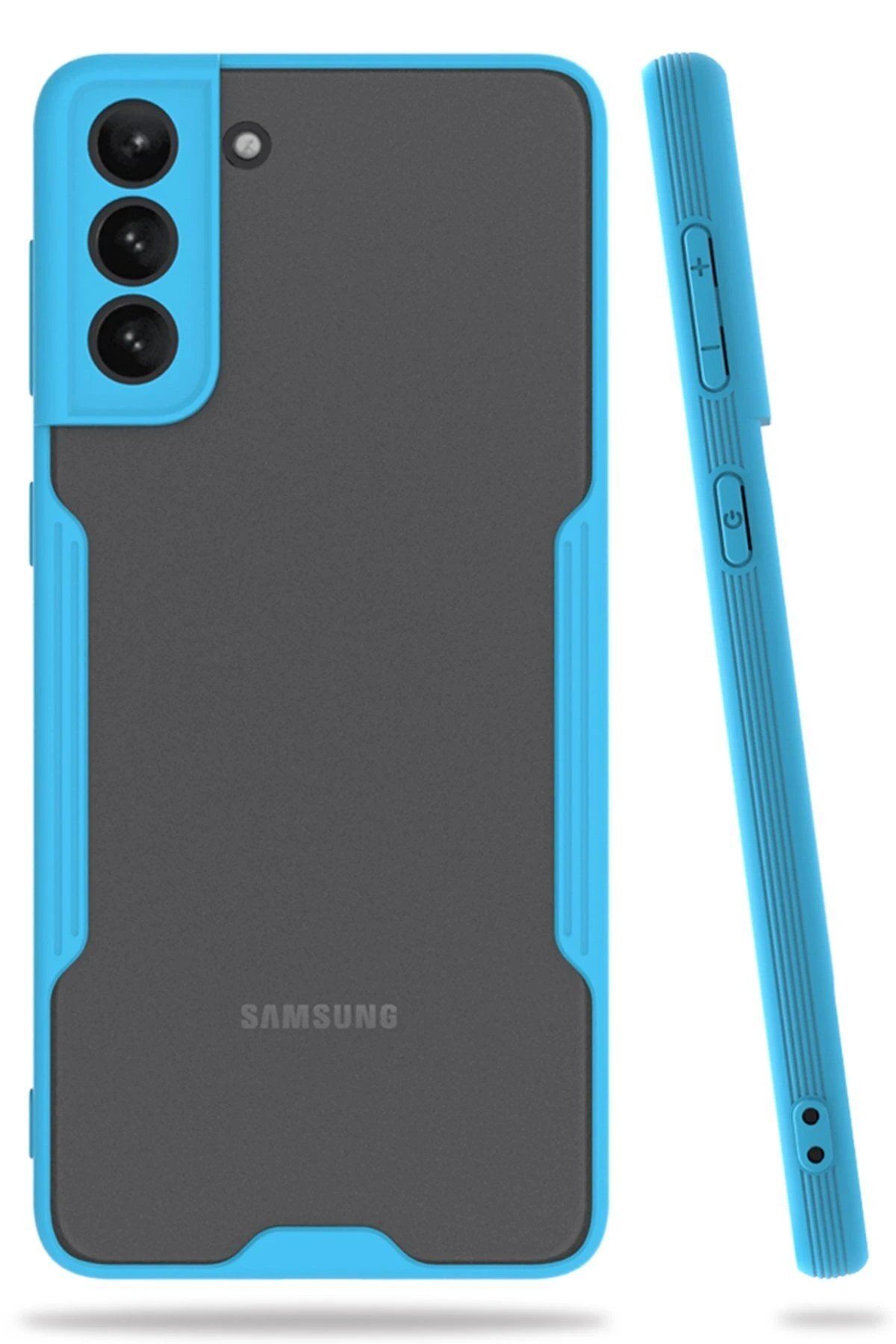 CepteToptan Newface Samsung Galaxy S21 Plus Kılıf Platin Silikon - Mavi