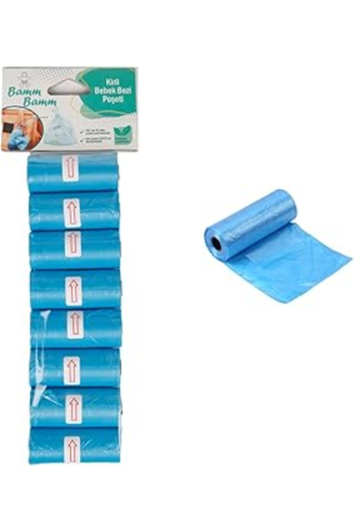Pazarcan Bamm Bamm Kirli Bebek Bezi Poşeti Çanta Boy Mavi 8 Rulo (120 Adet)