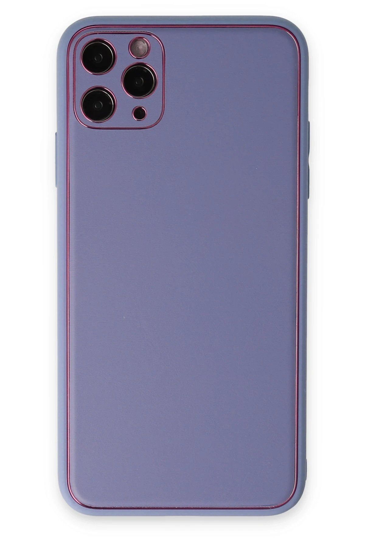 BIGBOYCL iPhone 11 Pro Kılıf Coco Deri Silikon Kapak - Açık Lila – Darbe Koruma