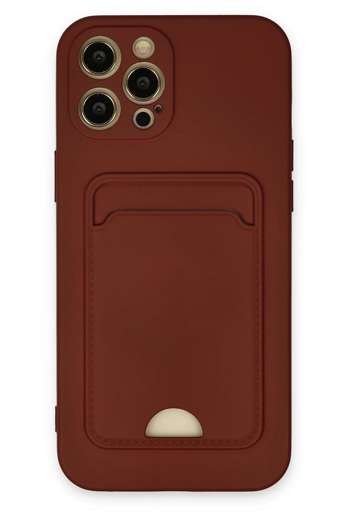 CepteToptan Newface iPhone 12 Pro Max Kılıf Kelvin Kartvizitli Silikon - Bordo