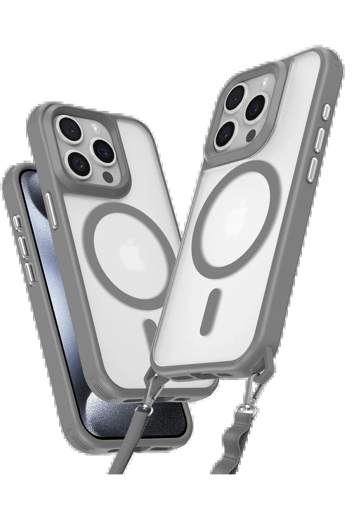 CepteToptan Newface iPhone 14 Pro Max Kılıf Enka Magsafe Silikon Kılıf - Titan Gri