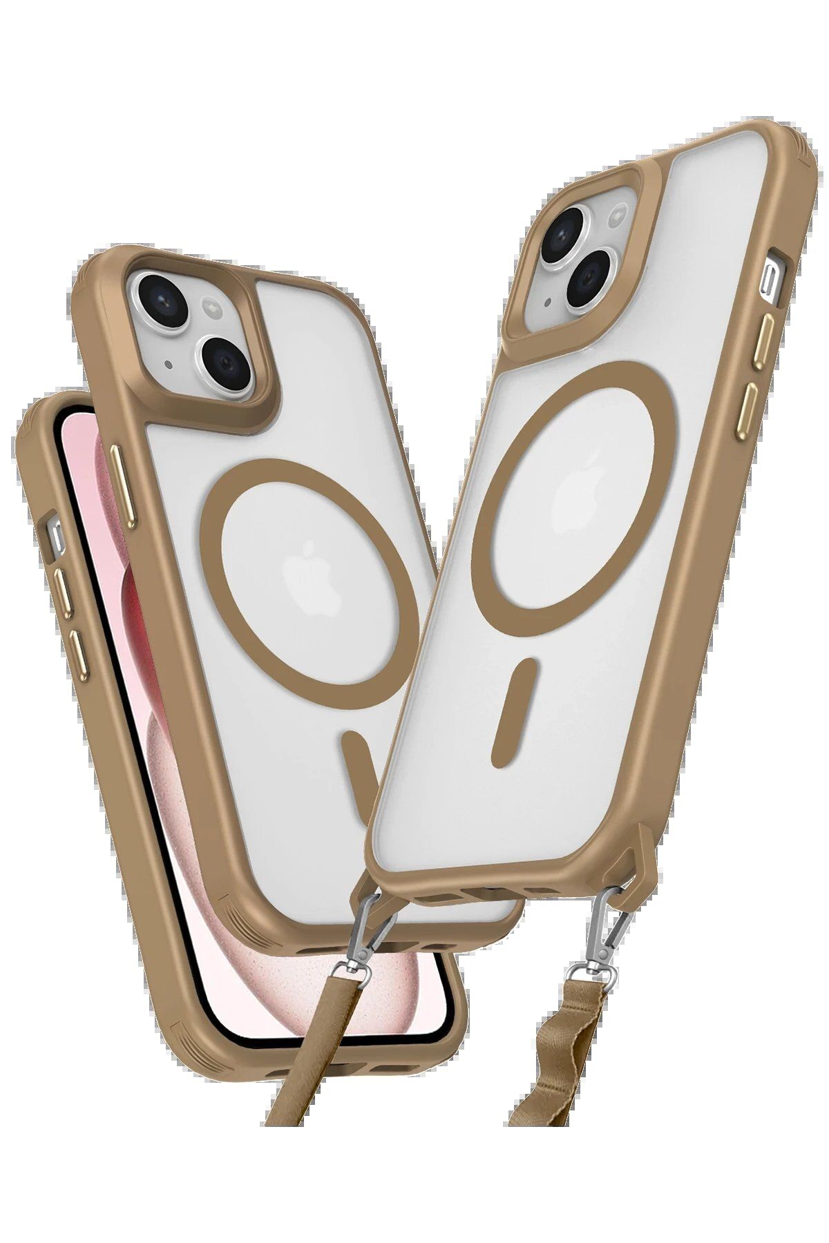 CepteToptan Newface iPhone 15 Kılıf Enka Magsafe Silikon Kılıf - Desert