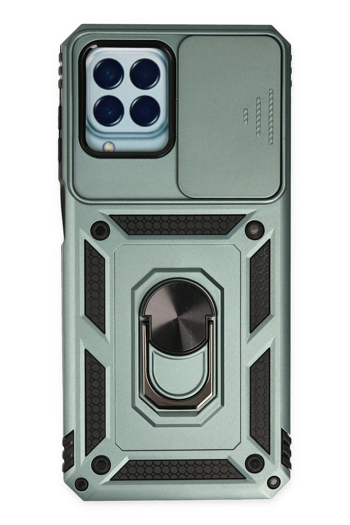 CepteToptan Newface Samsung Galaxy M33 Kılıf Pars Lens Yüzüklü Silikon - Yeşil