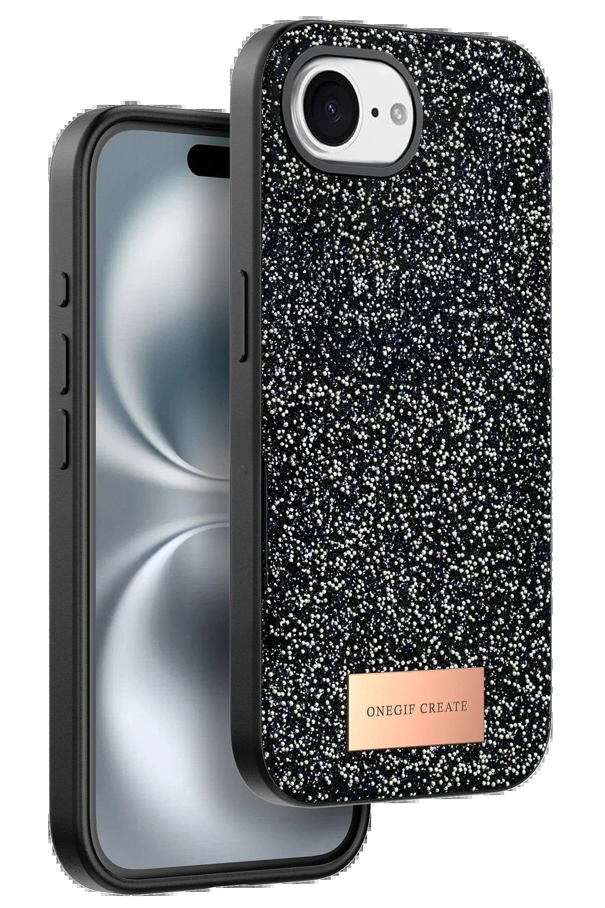 ONEGIF Apple iPhone 16E Bright Simli Kapak - Siyah