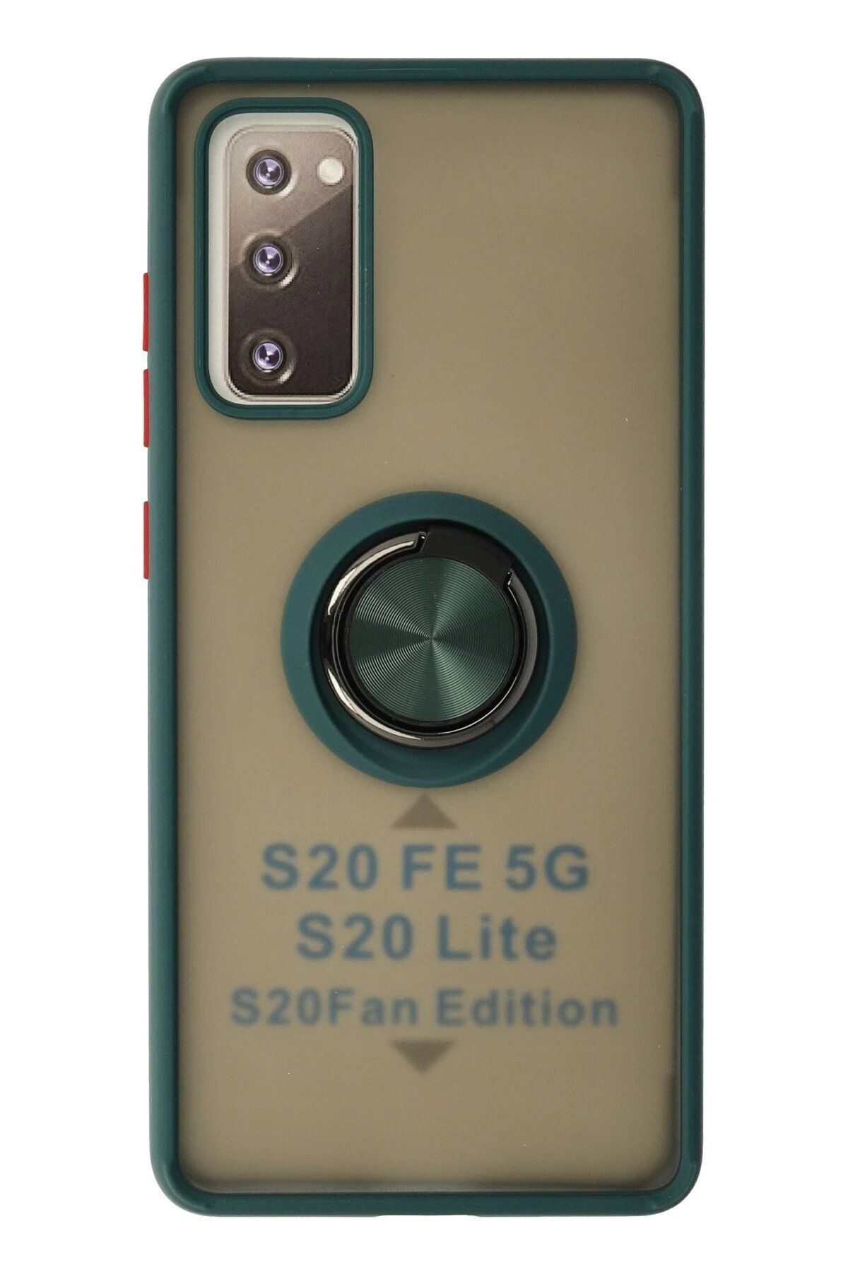 CepteToptan Newface Samsung Galaxy S20 FE Kılıf Montreal Yüzüklü Silikon Kapak - Yeşil