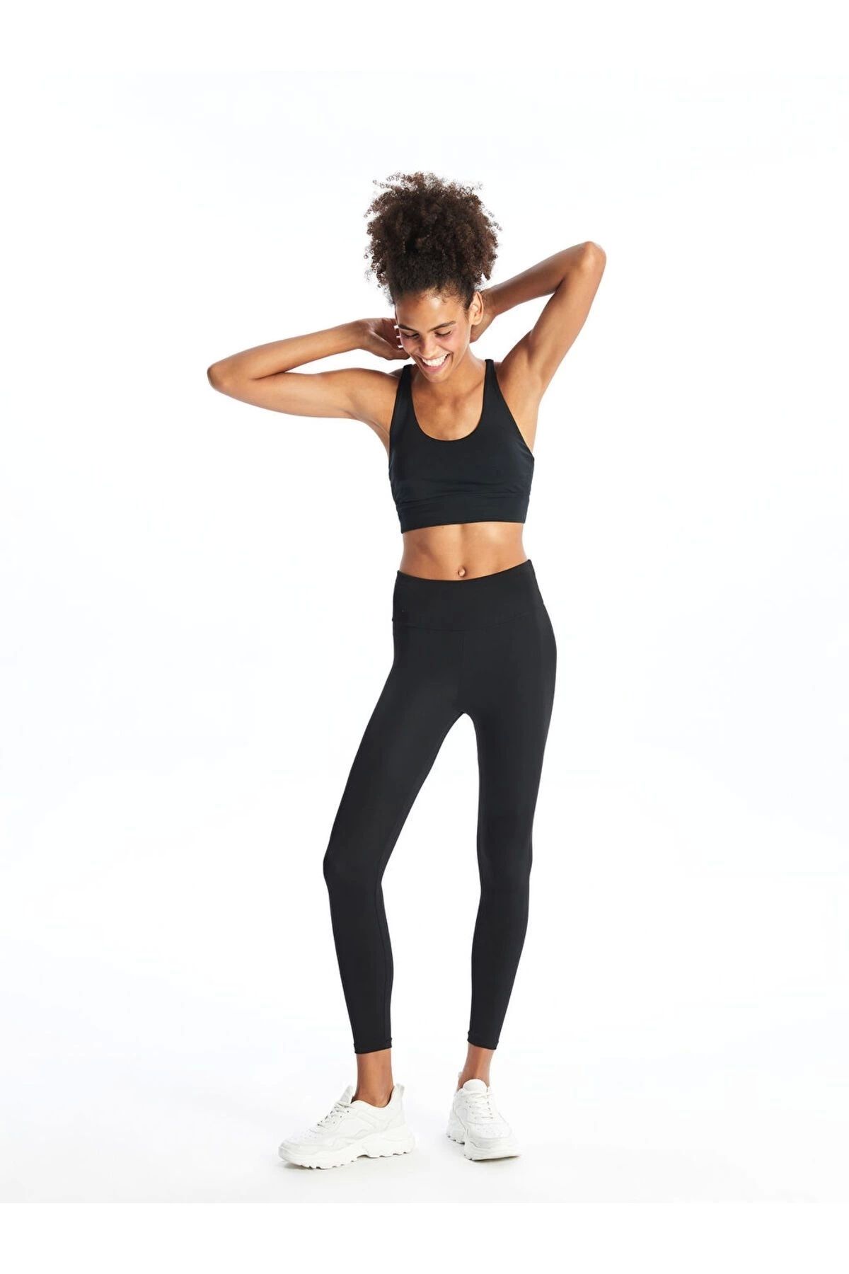 LC Waikiki LCWAIKIKI Yeni Siyah Kadın Beli Lastikli Ekstra Dar Fit Düz Tayt