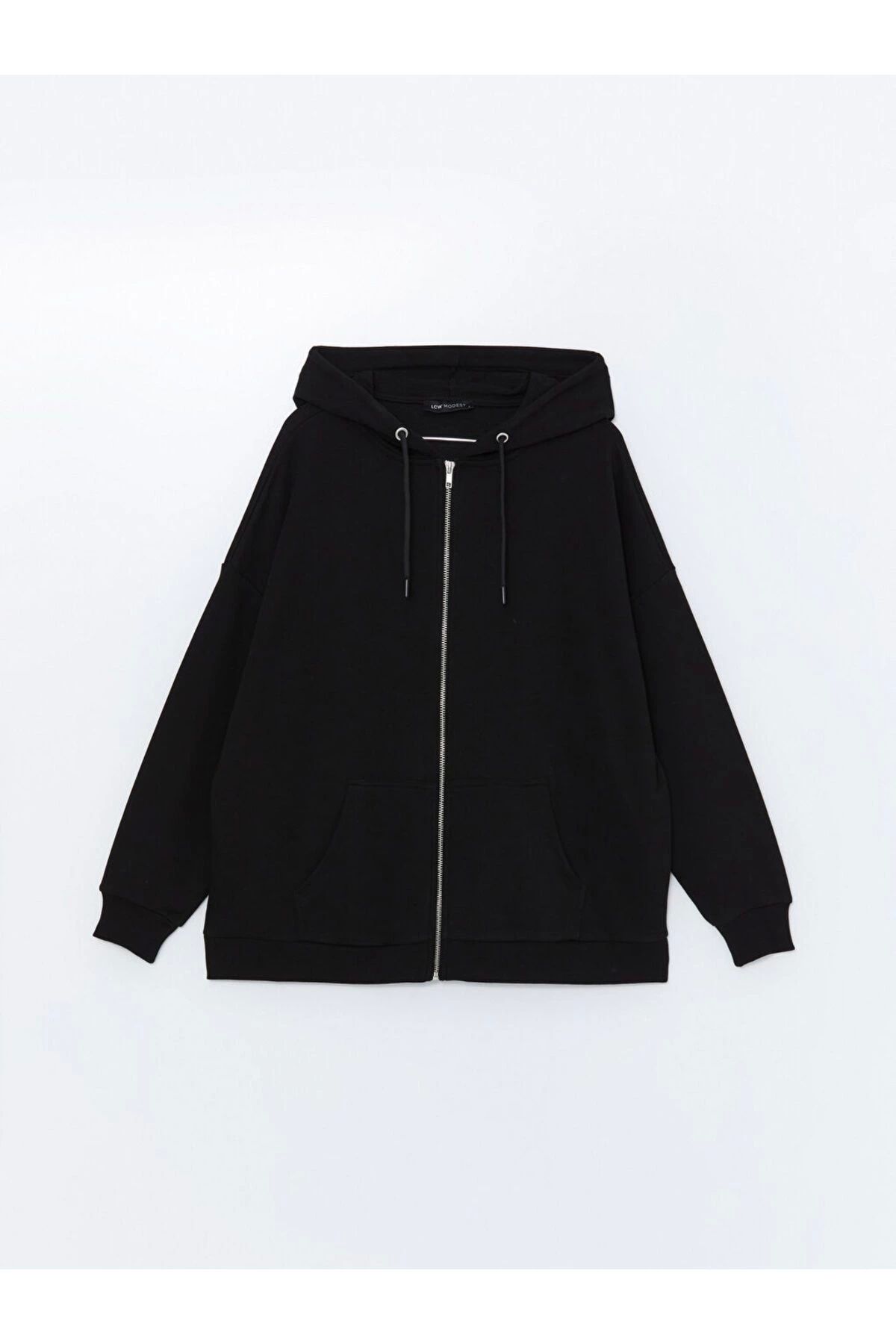 LC Waikiki LCWAIKIKI Kapüşonlu Oversize Kadın Fermuarlı Sweatshirt