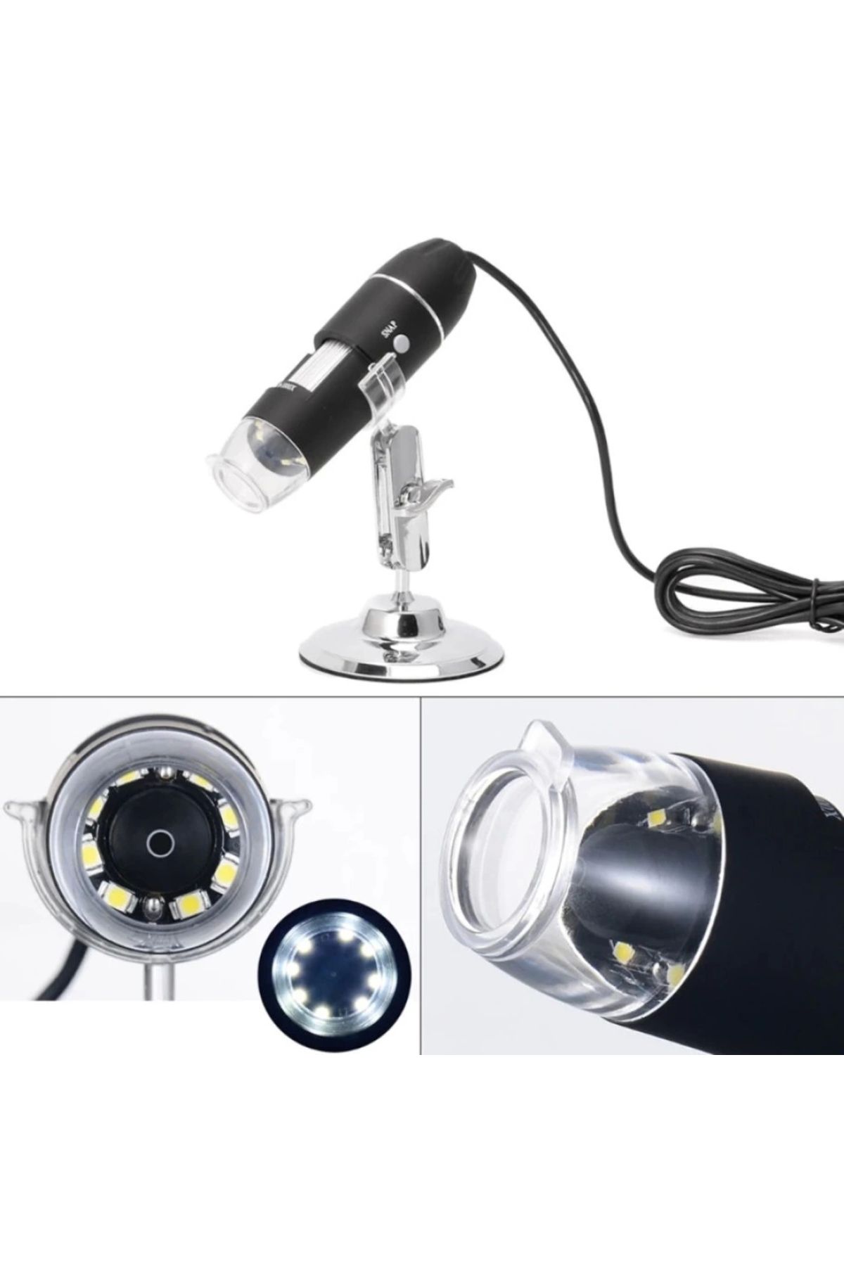 Nemere 1600X Usb Dijital Mikroskop Kamera Endoskop 8 Led Büyüteç Metal Standı