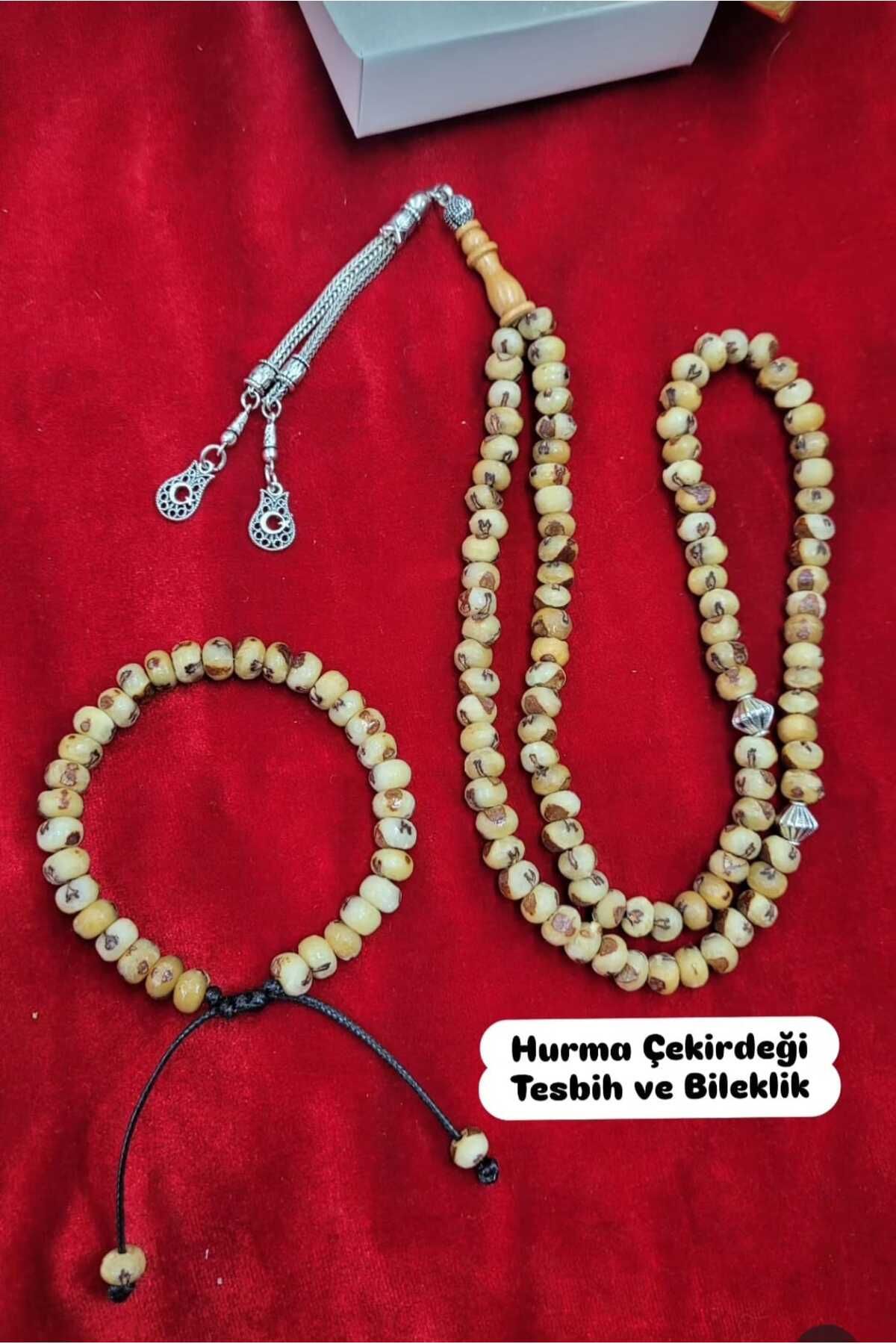 QELA COLLECTION Hurma Çekirdeği Tesbih Ve Bileklik Seti