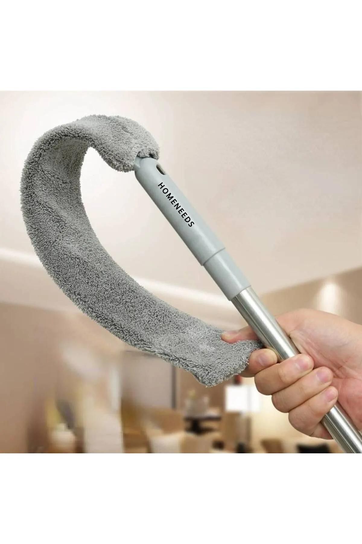 teknotrust Mikrofiber Başlıklı Girintili Yüzey Dip Köşe Temizleme Mopu ve Toz Alma Fırçası