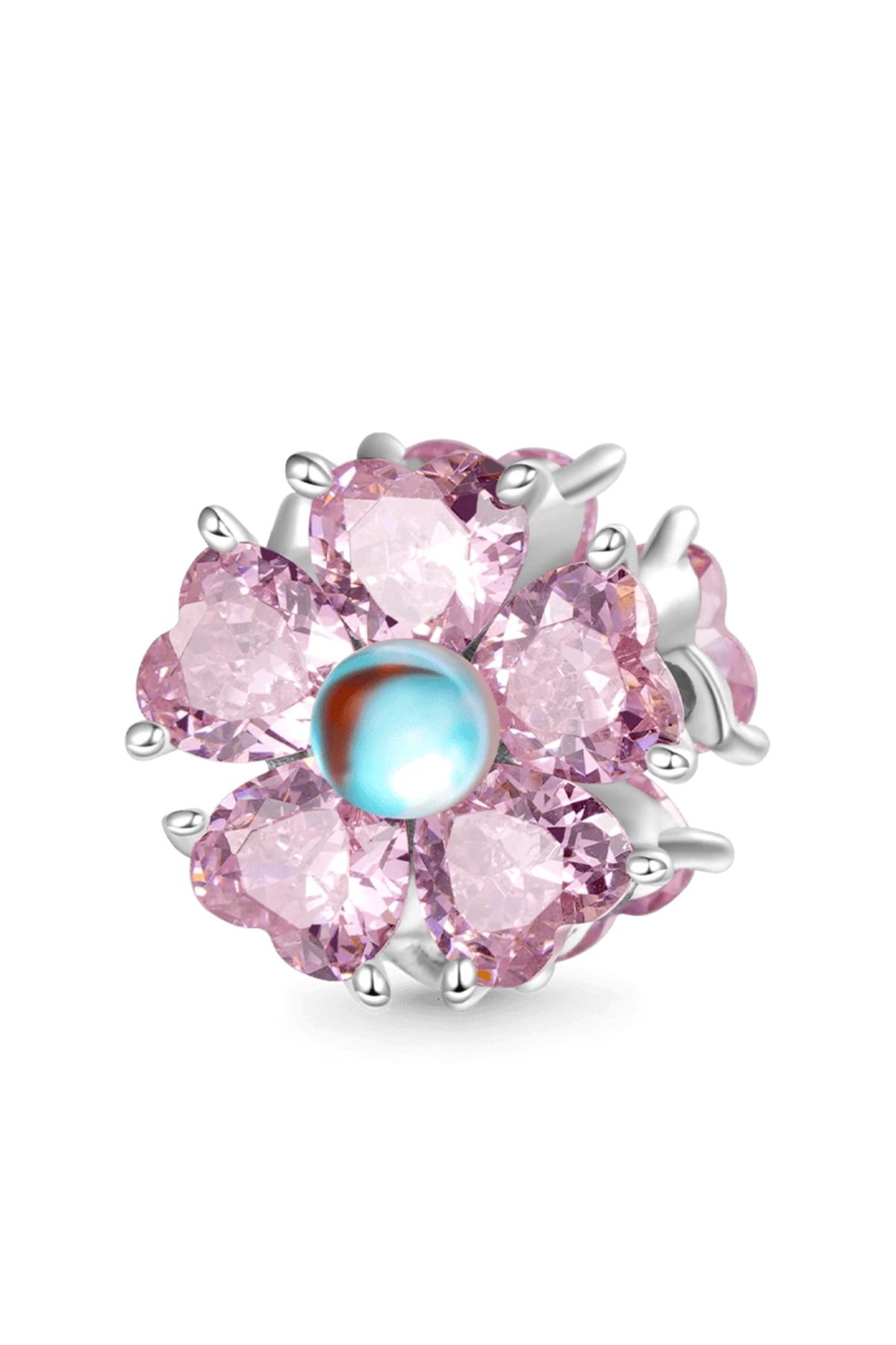 Gnoce Pembe Çiçek Charm, 925 Ayar Gümüş